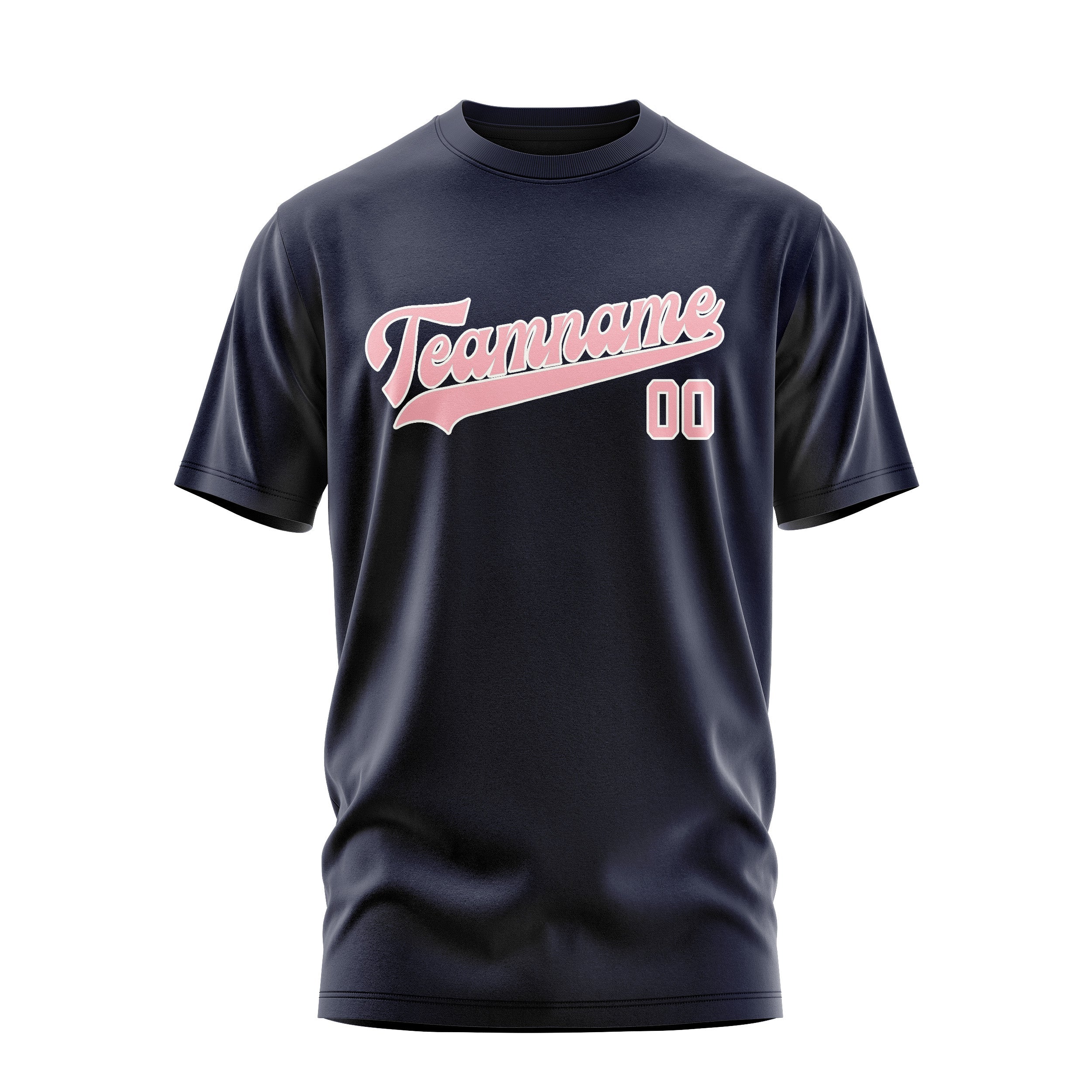 Custom Navy Light Pink T-Shirt