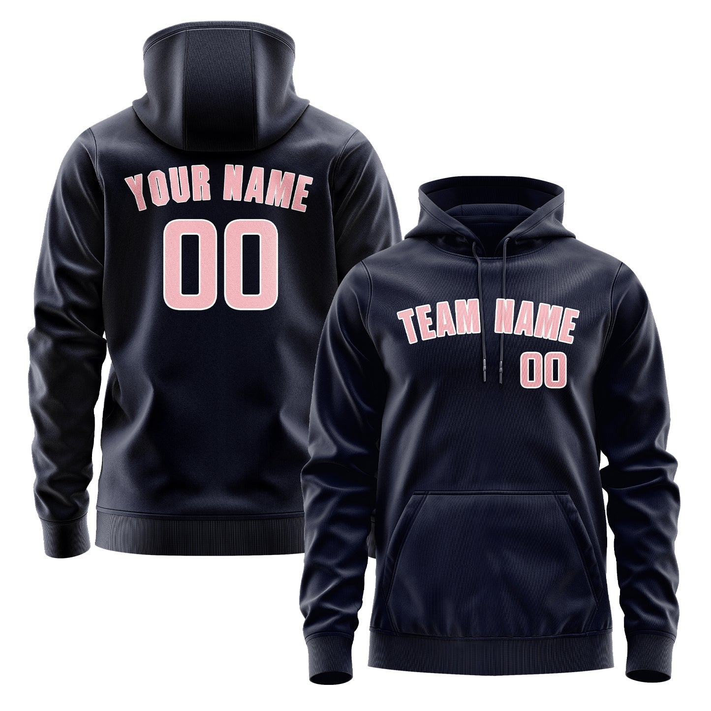 Custom Navy Light Pink Hoodie
