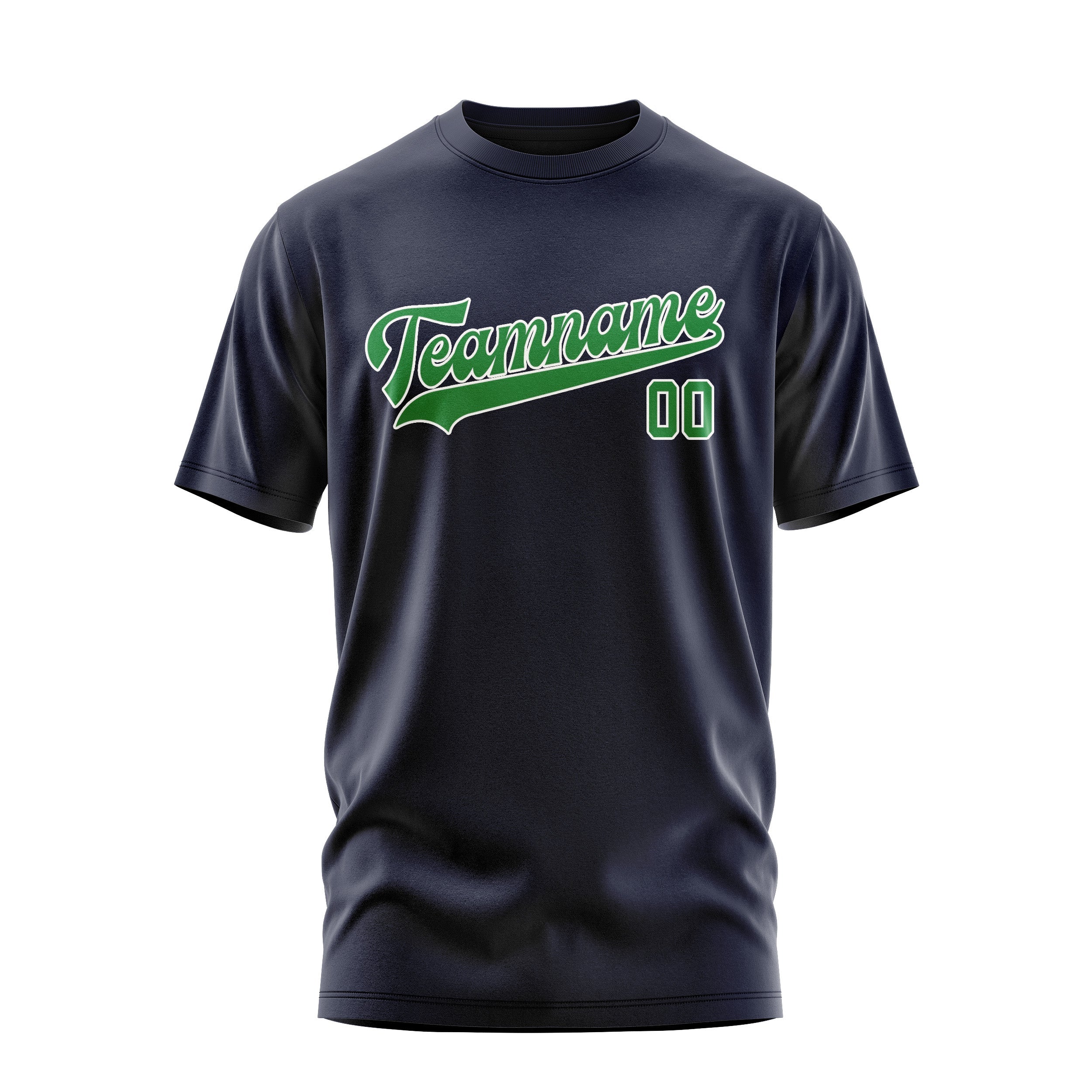 Custom Navy Emerald Green T-Shirt