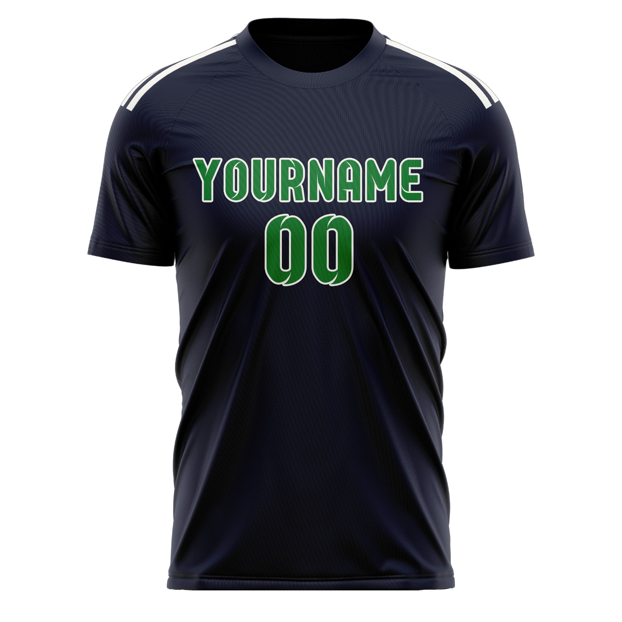 Custom Navy Emerald Green Soccer Jersey