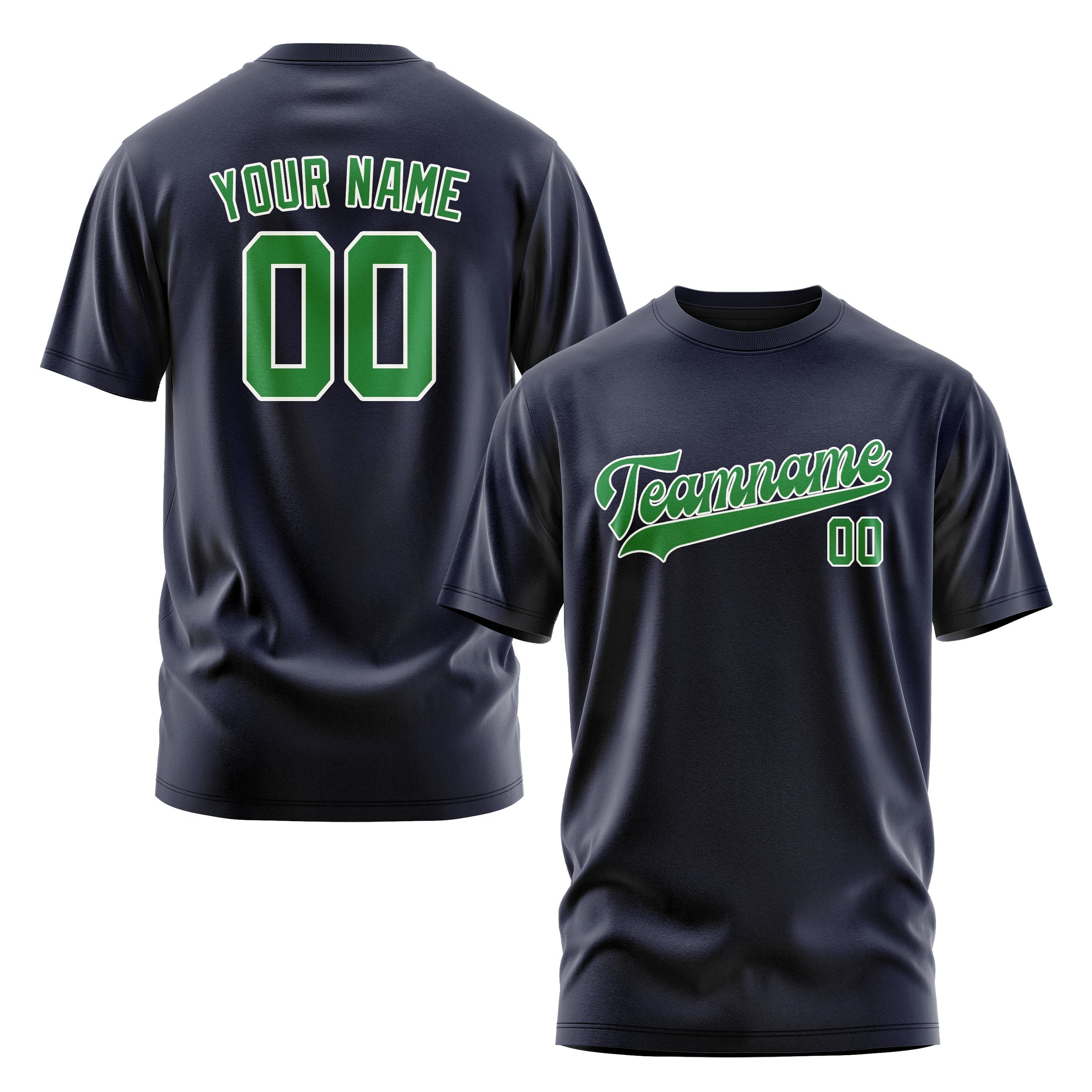 Custom Navy Emerald Green T-Shirt