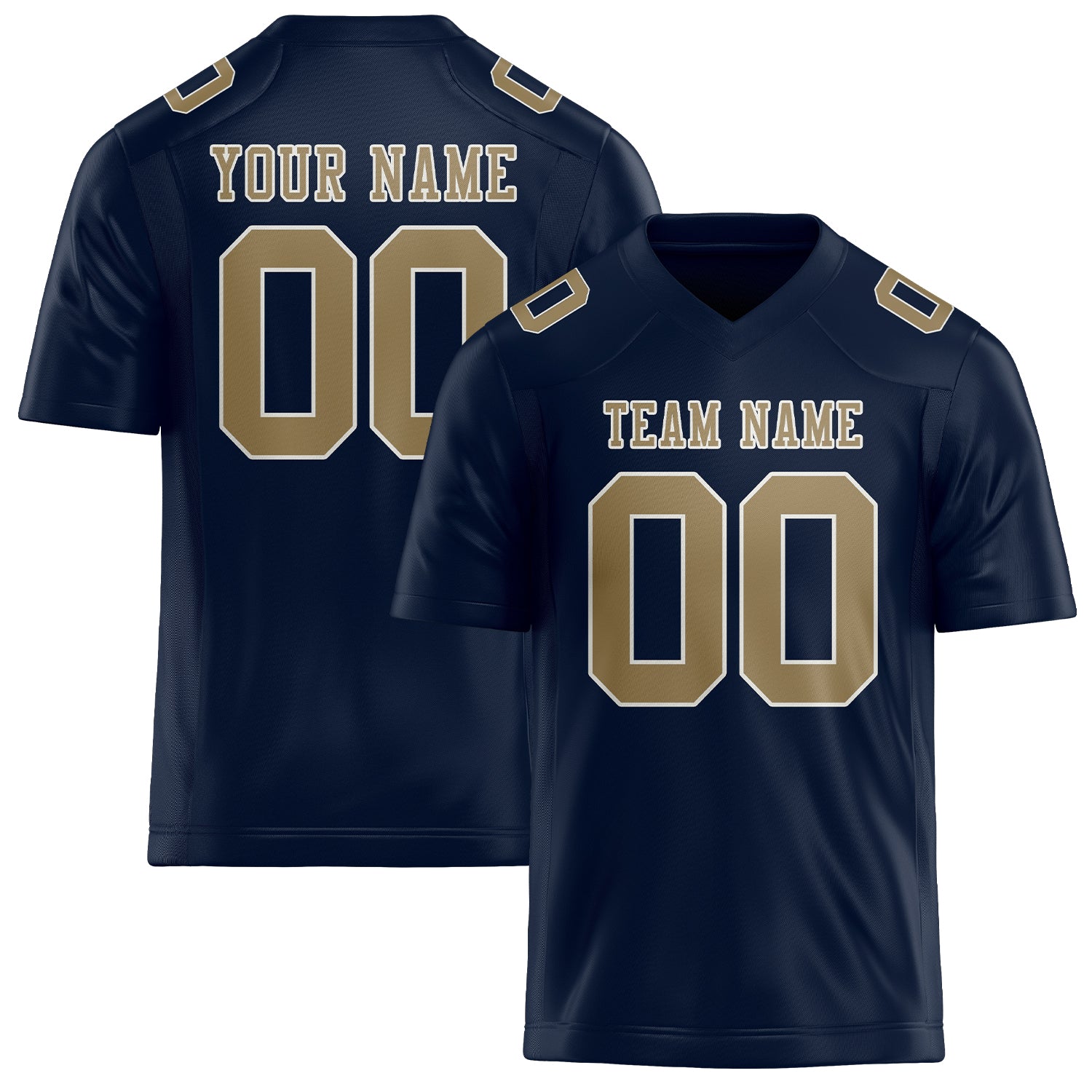Custom Navy Light Khaki Football Jersey