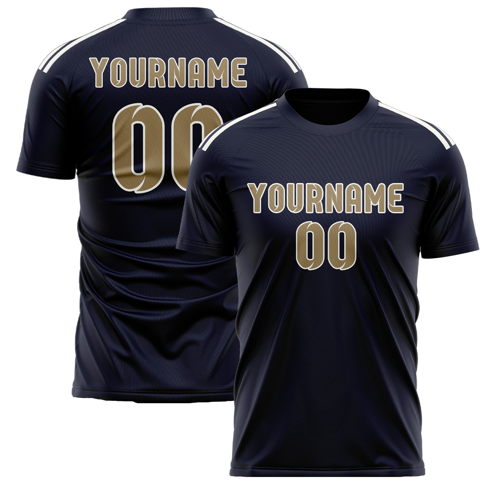 Custom Navy Light Khaki Soccer Jersey