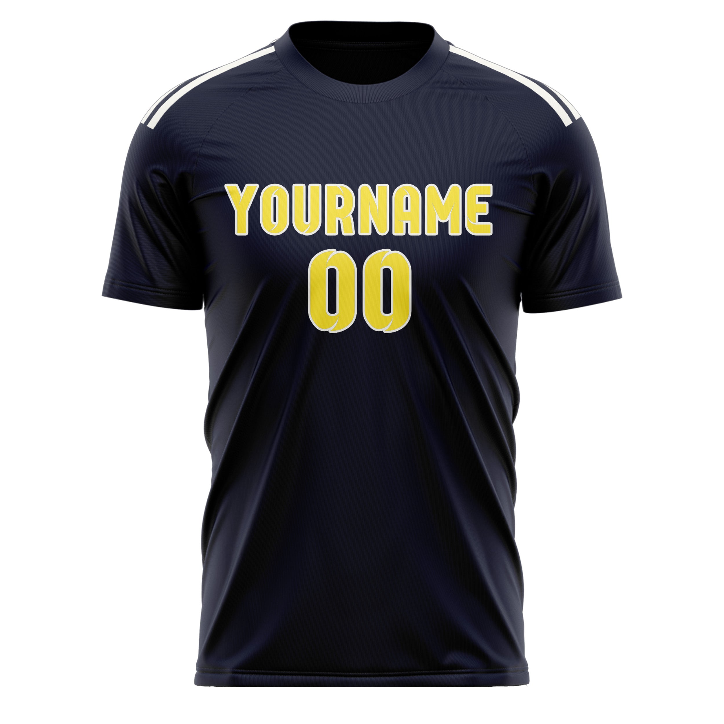 Custom Navy Light Yellow Soccer Jersey