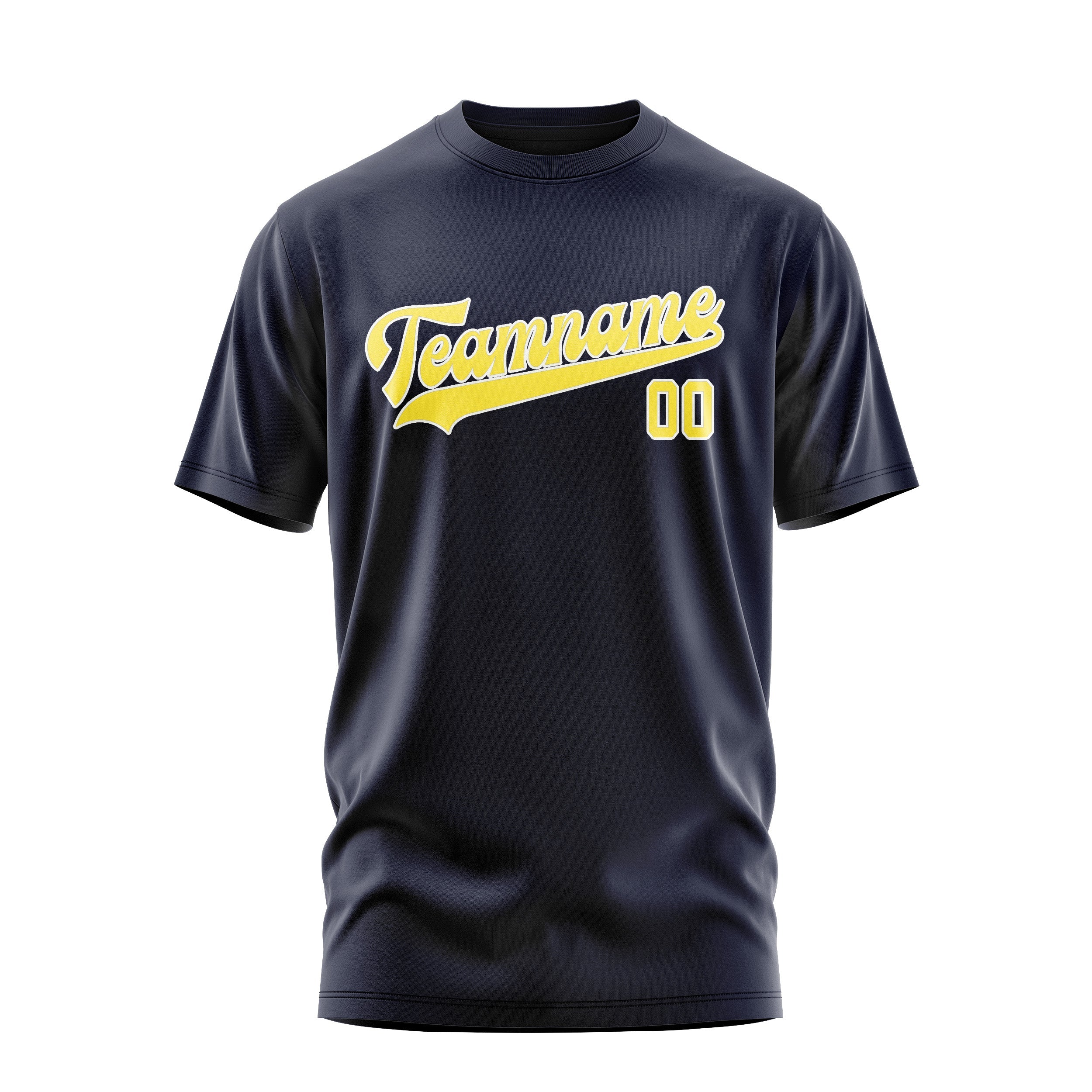 Custom Navy Light Yellow T-Shirt