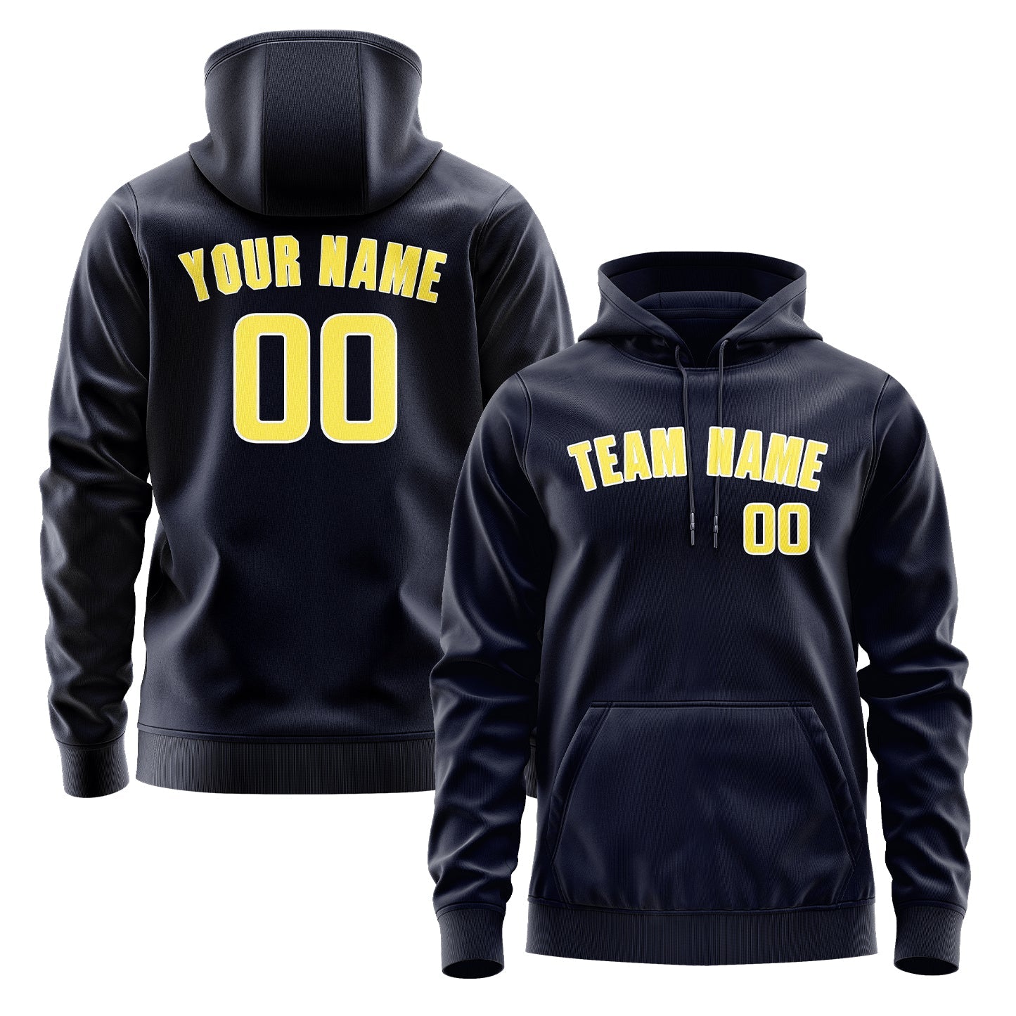 Custom Navy Light Yellow Hoodie
