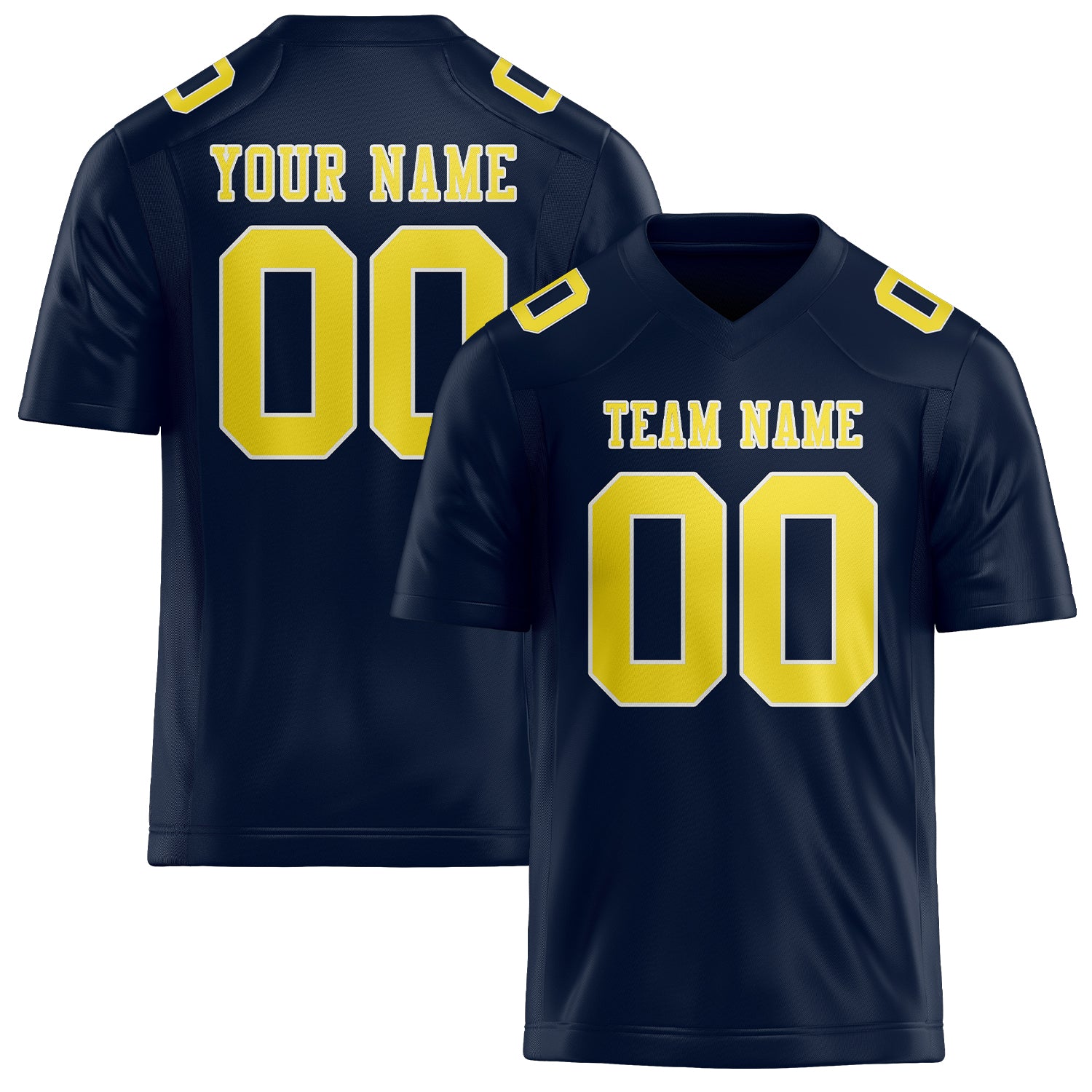 Custom Navy Light Yellow Football Jersey