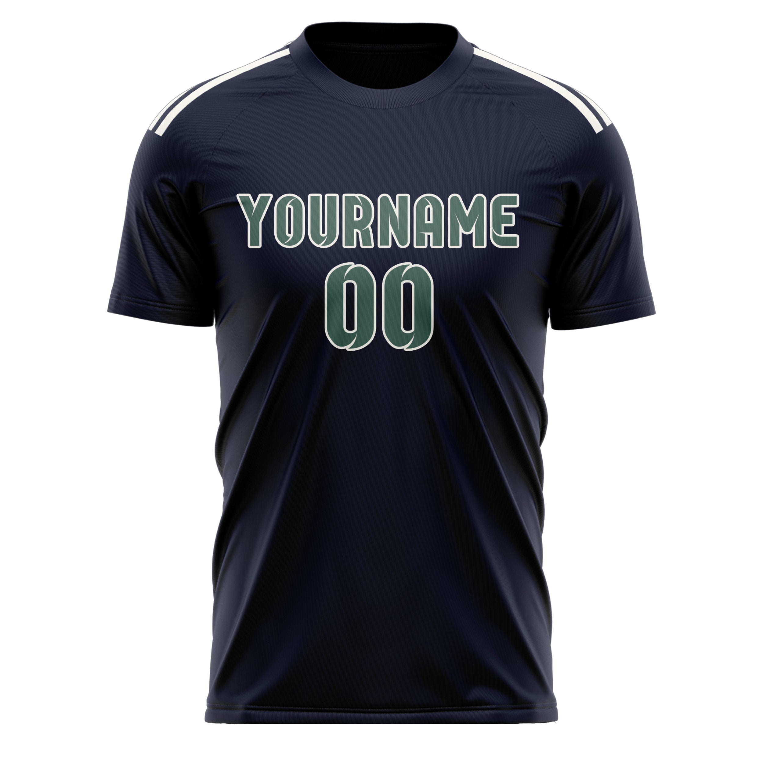 Custom Navy Blue Green Soccer Jersey