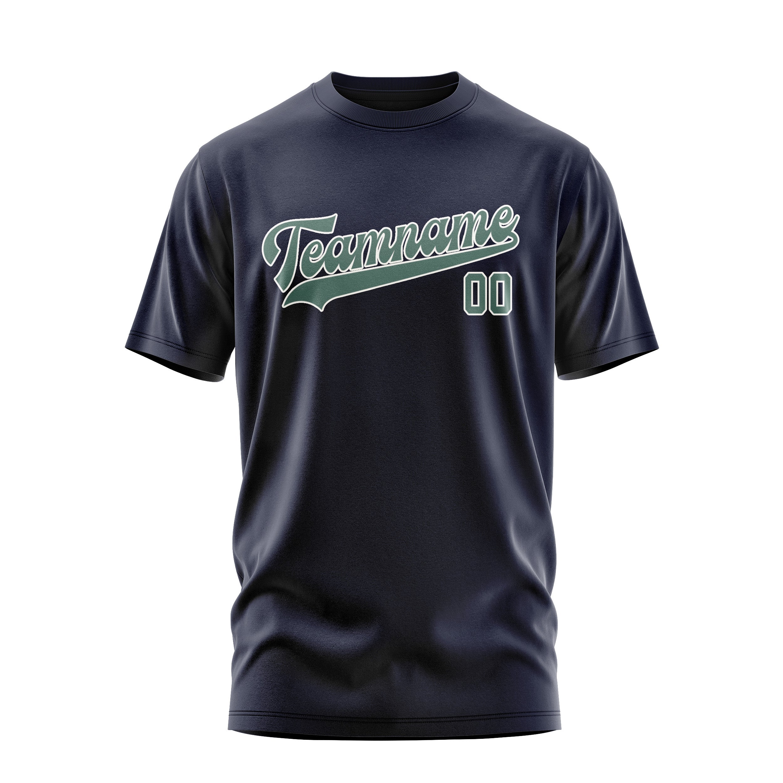 Custom Navy Blue Green T-Shirt