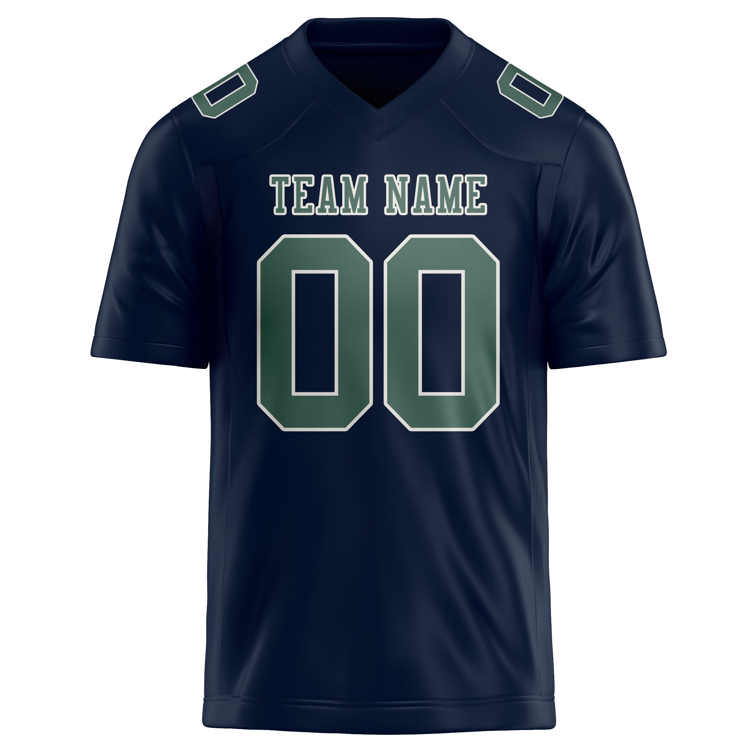 Custom Navy Blue Green Football Jersey