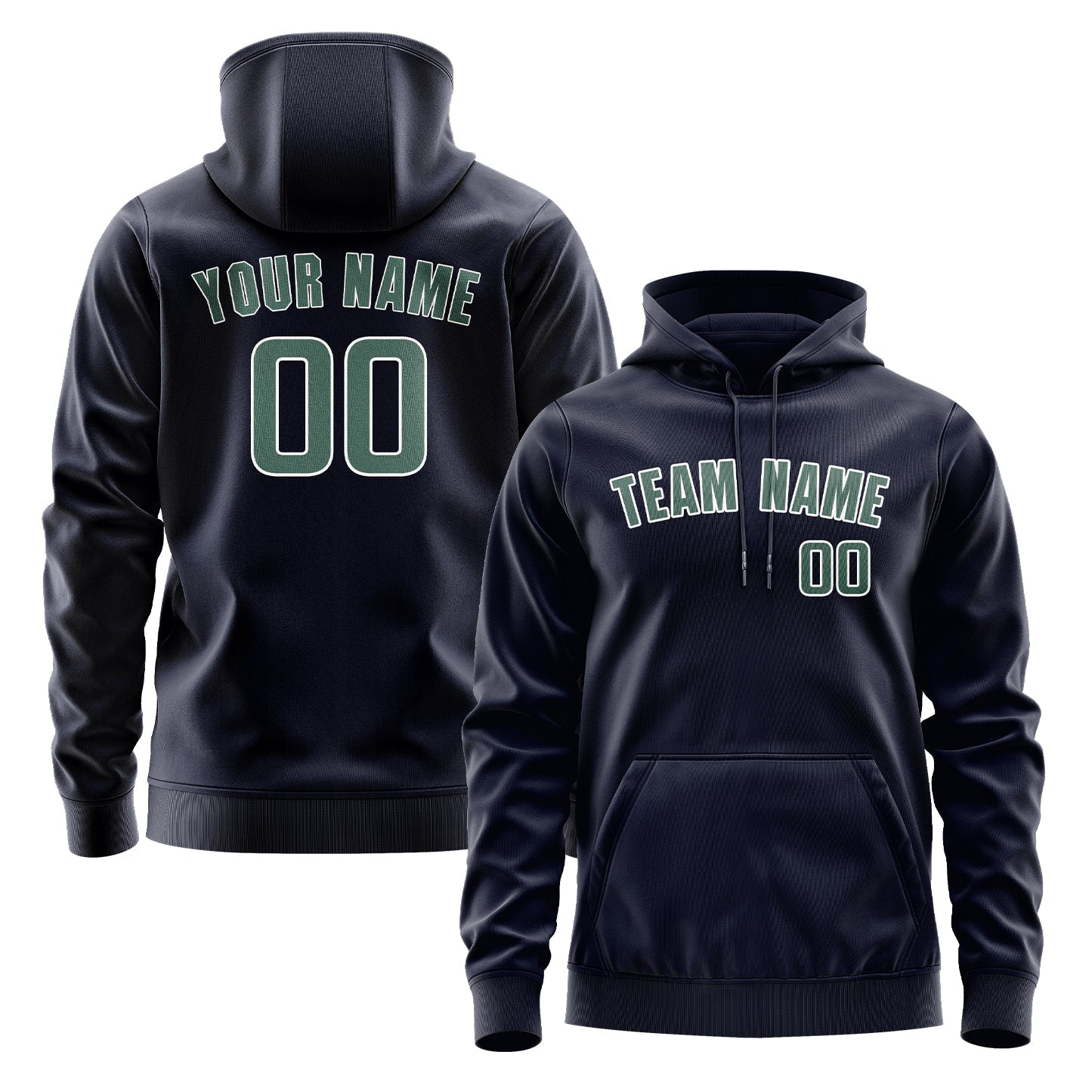Custom Navy Blue Green Hoodie