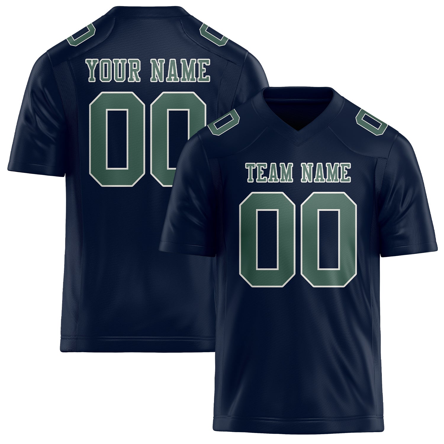 Custom Navy Blue Green Football Jersey