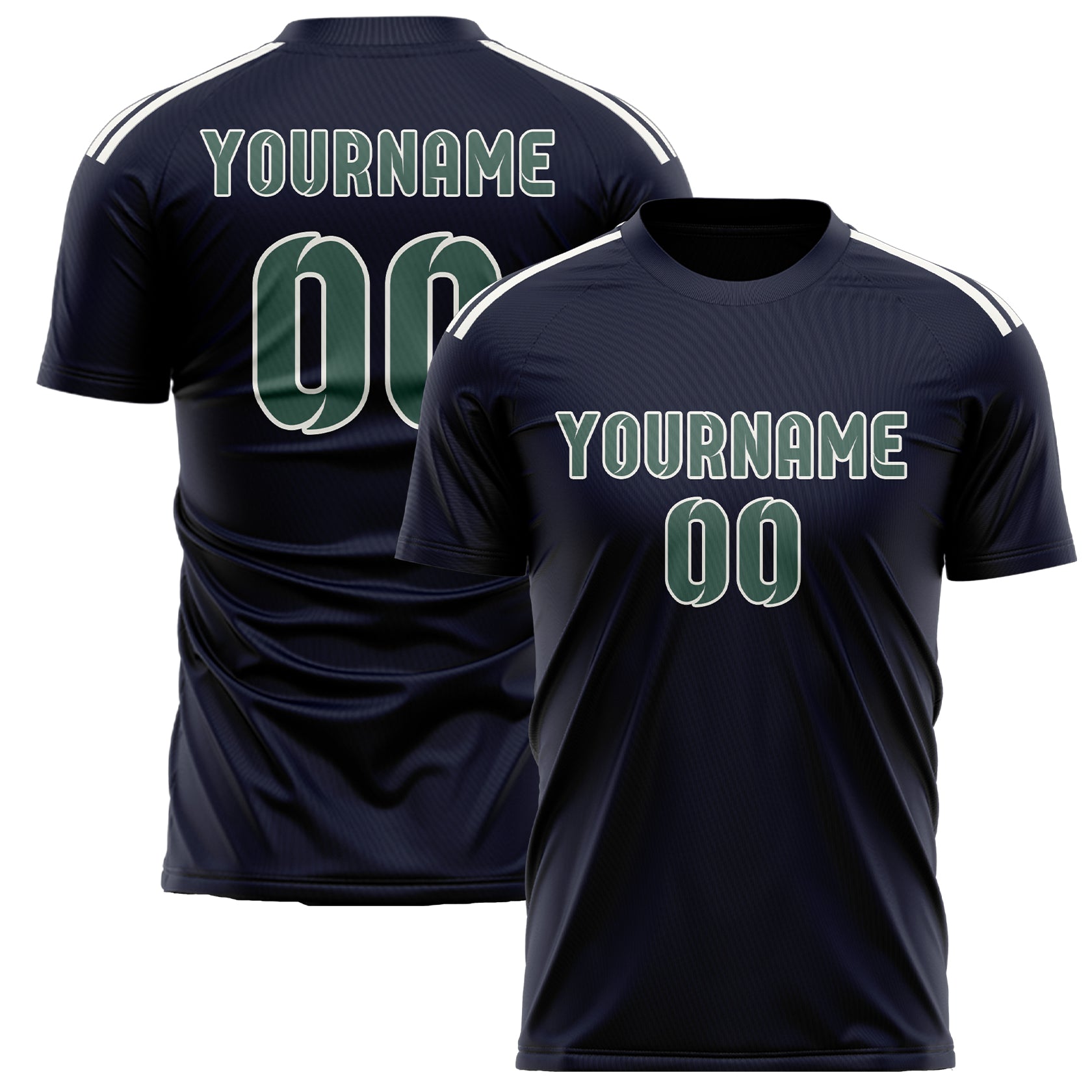 Custom Navy Blue Green Soccer Jersey