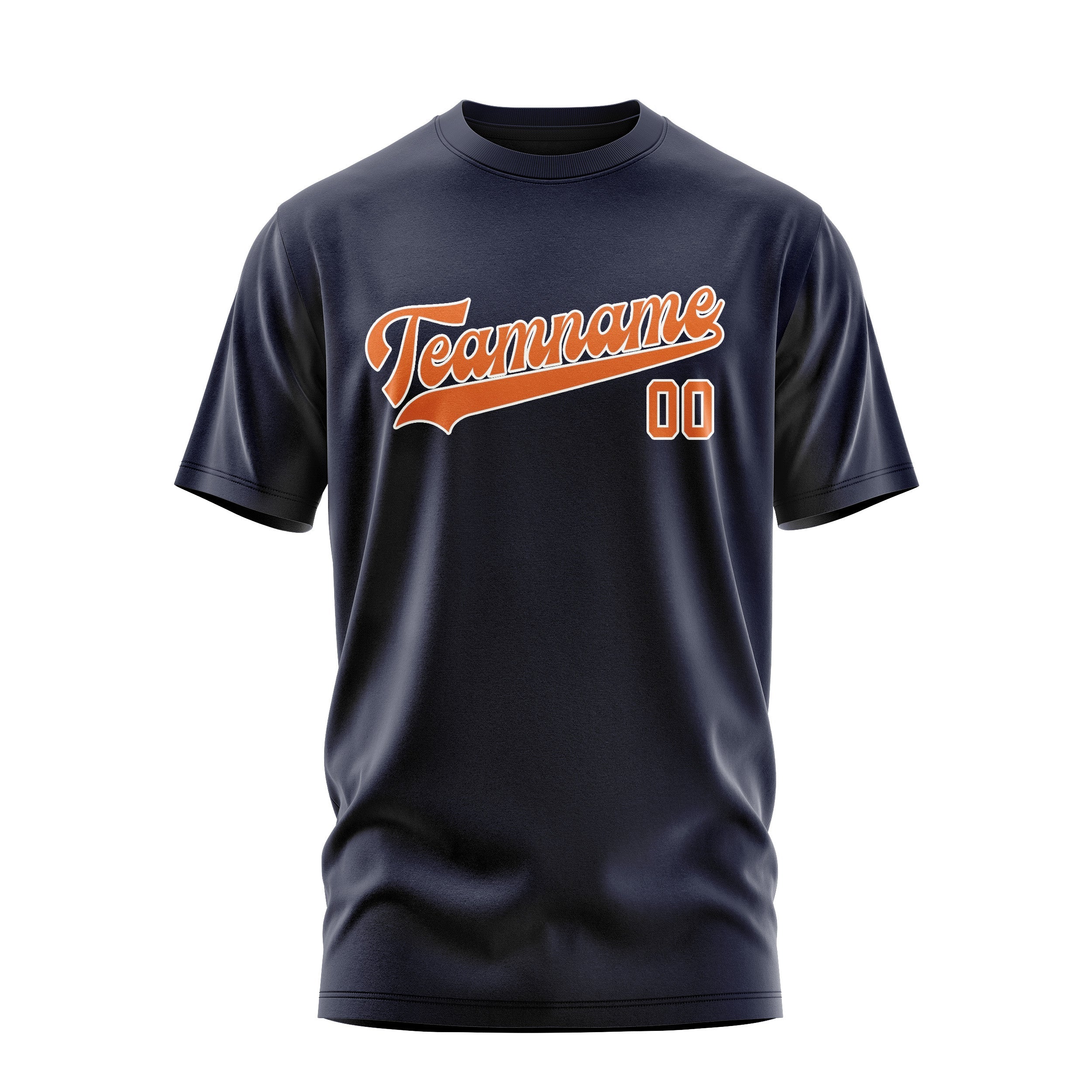 Custom Navy Orange T-Shirt