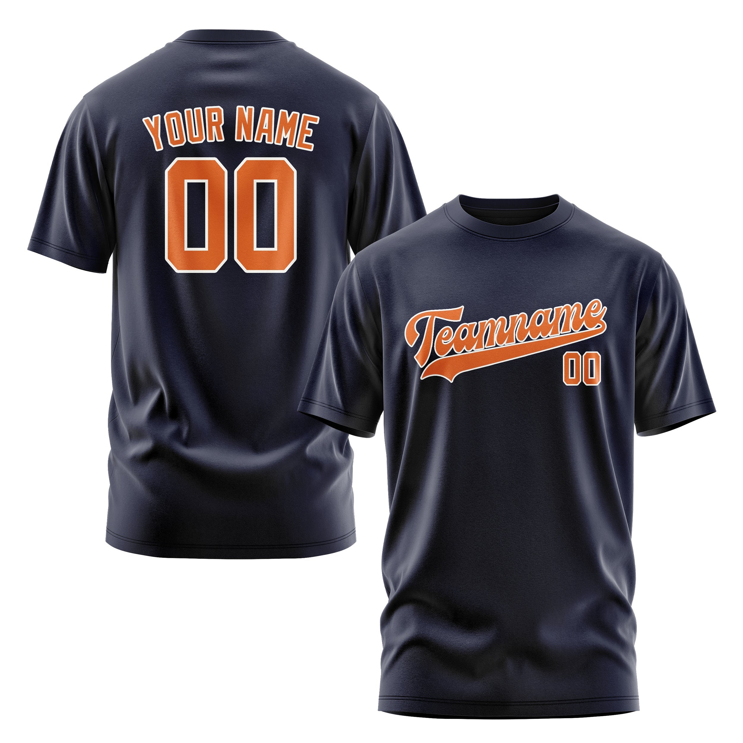Custom Navy Orange T-Shirt