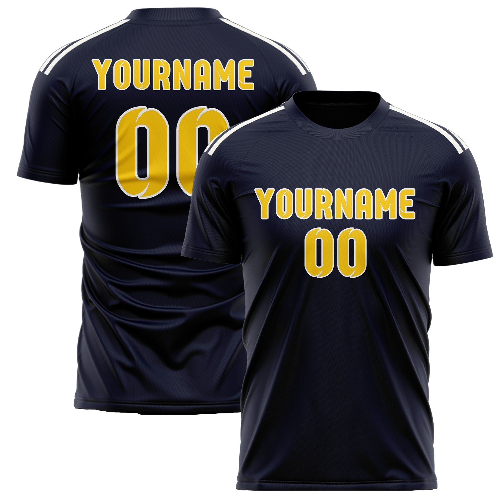Custom Navy Gold Soccer Jersey