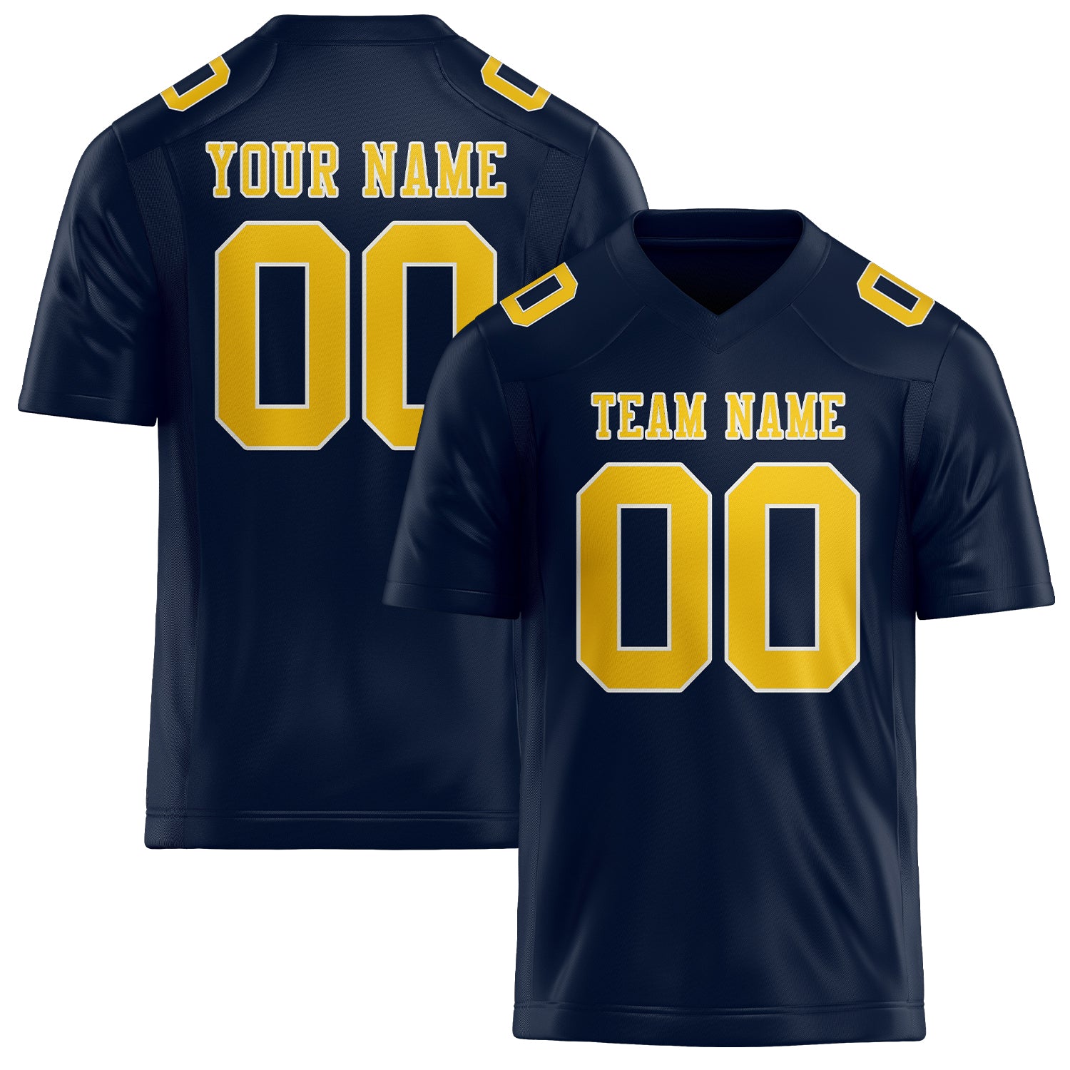 Custom Navy Gold Football Jersey