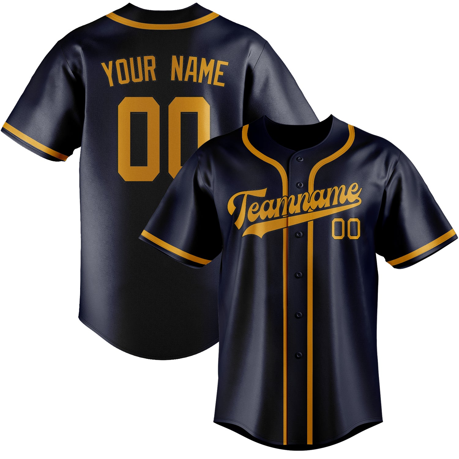 Custom Navy Yellow Baseball Jersey