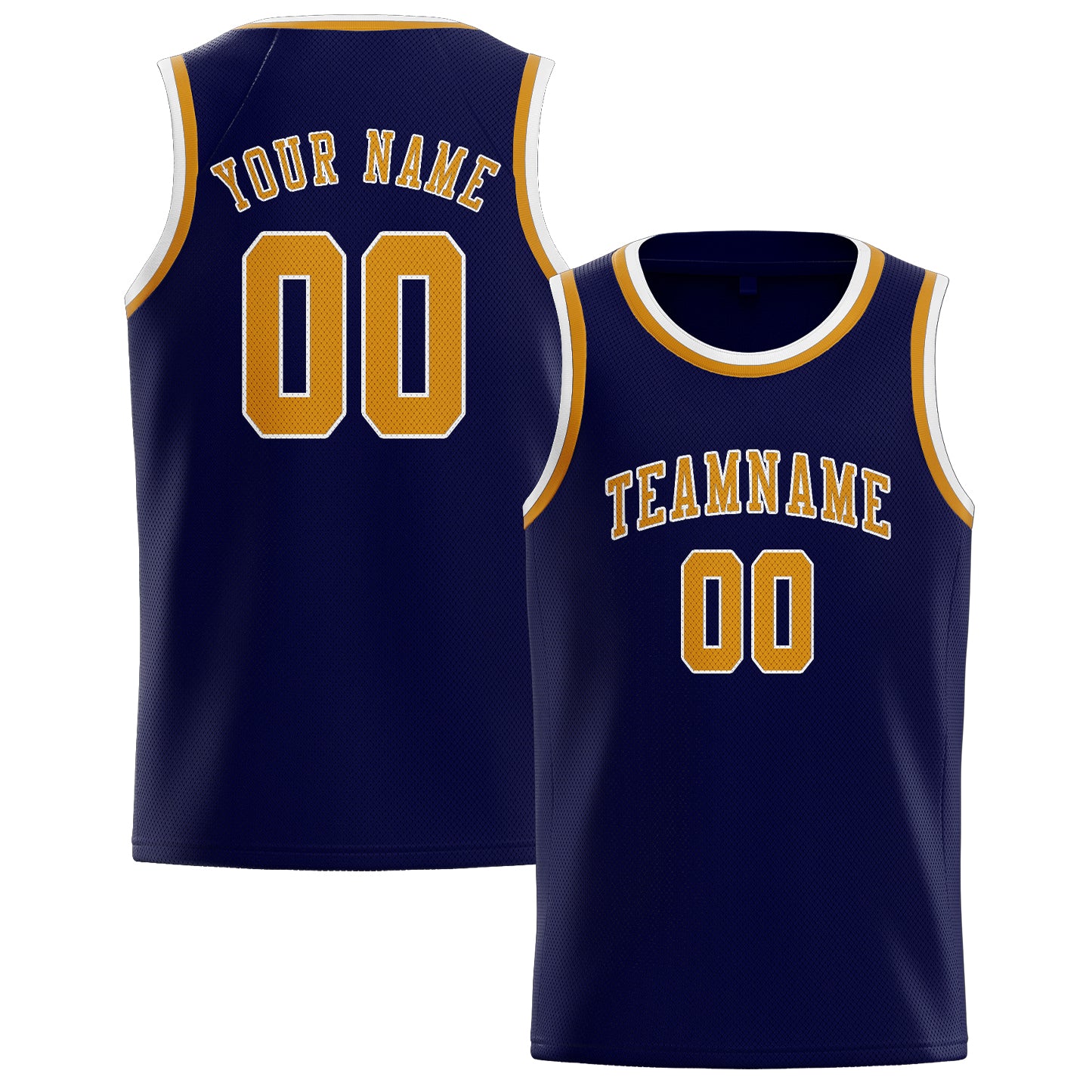 Custom Navy Yellow Basketball Jersey