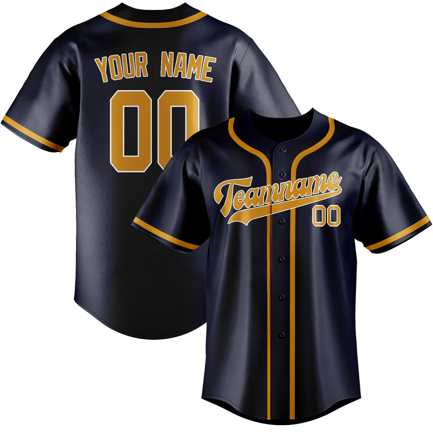 Custom Navy Yellow Baseball Jersey