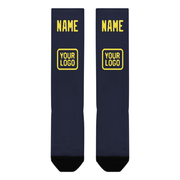 Custom Navy Light Yellow Knee-High Sock