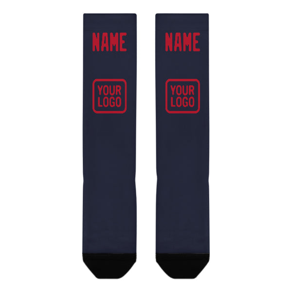 Custom Navy Red Knee-High Sock
