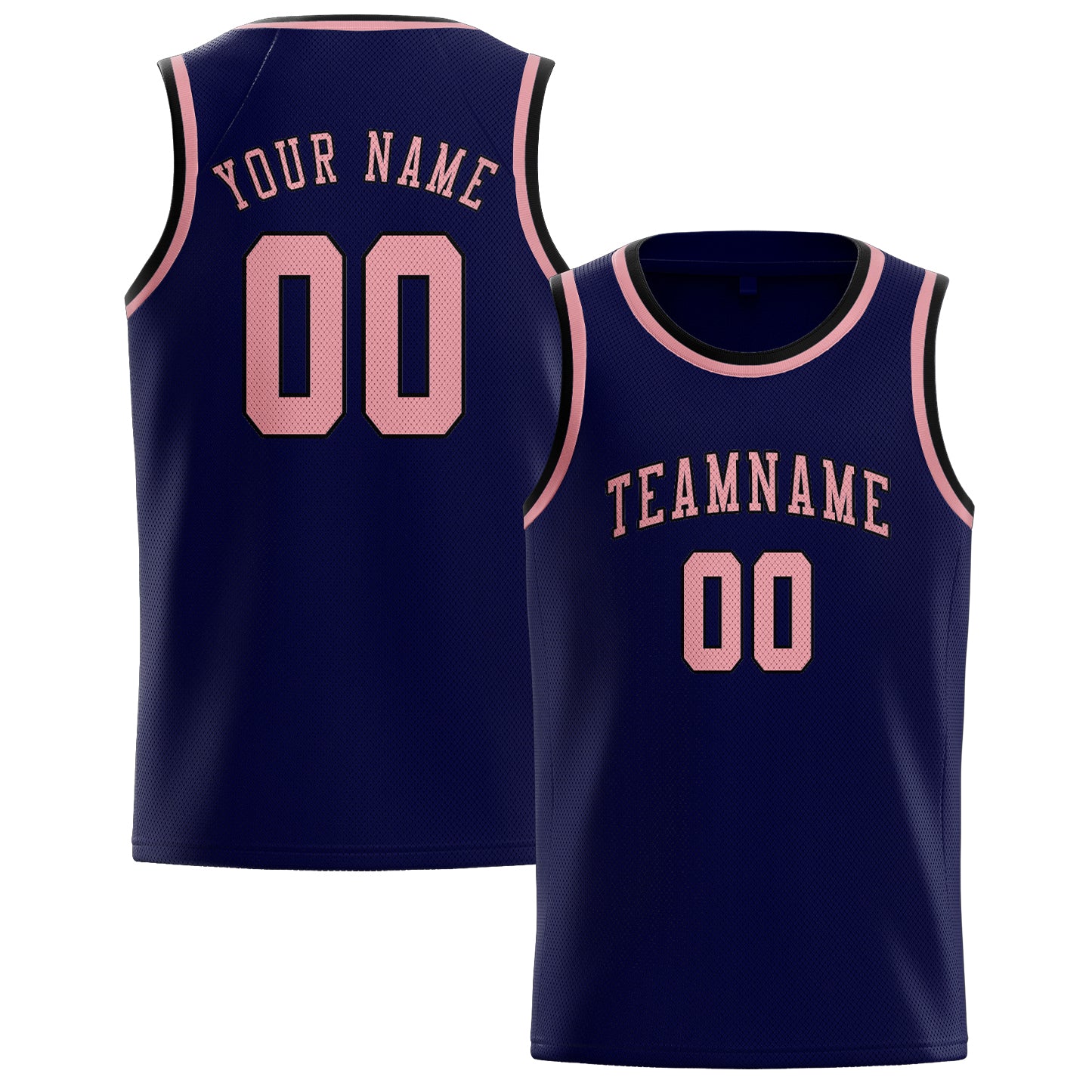 Custom Navy Light Pink Basketball Jersey