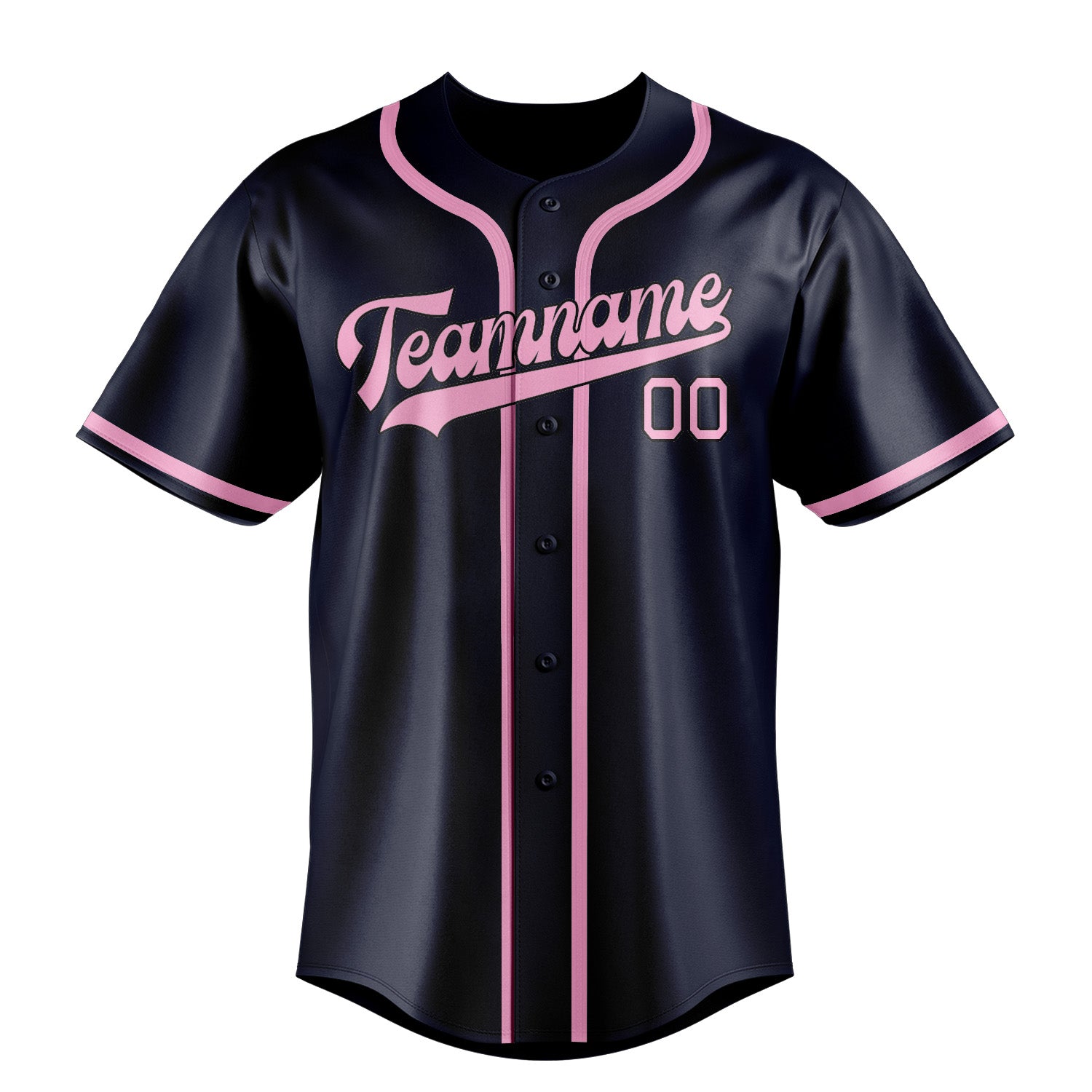 Custom Navy Light Pink Baseball Jersey