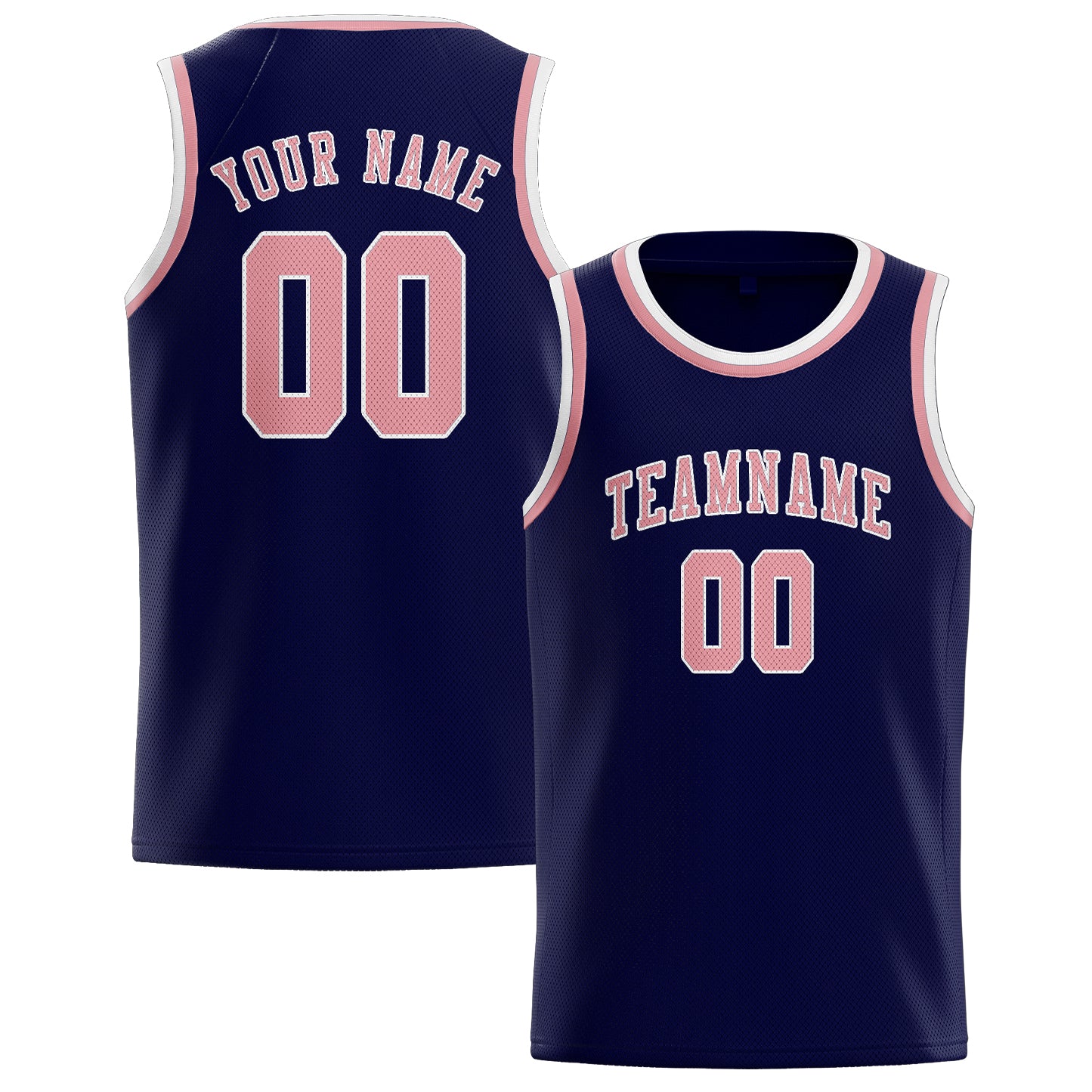 Custom Navy Light Pink Basketball Jersey