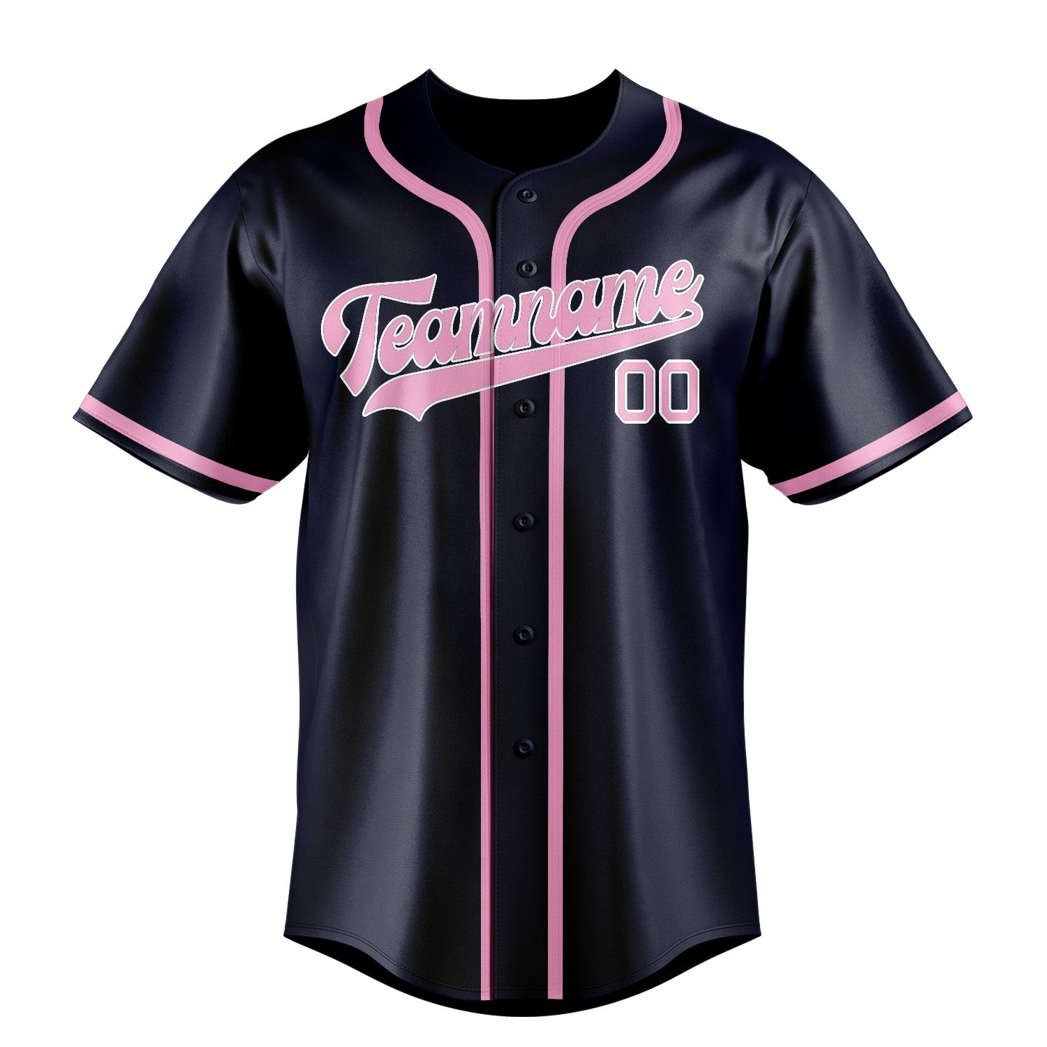 Custom Navy Light Pink Baseball Jersey