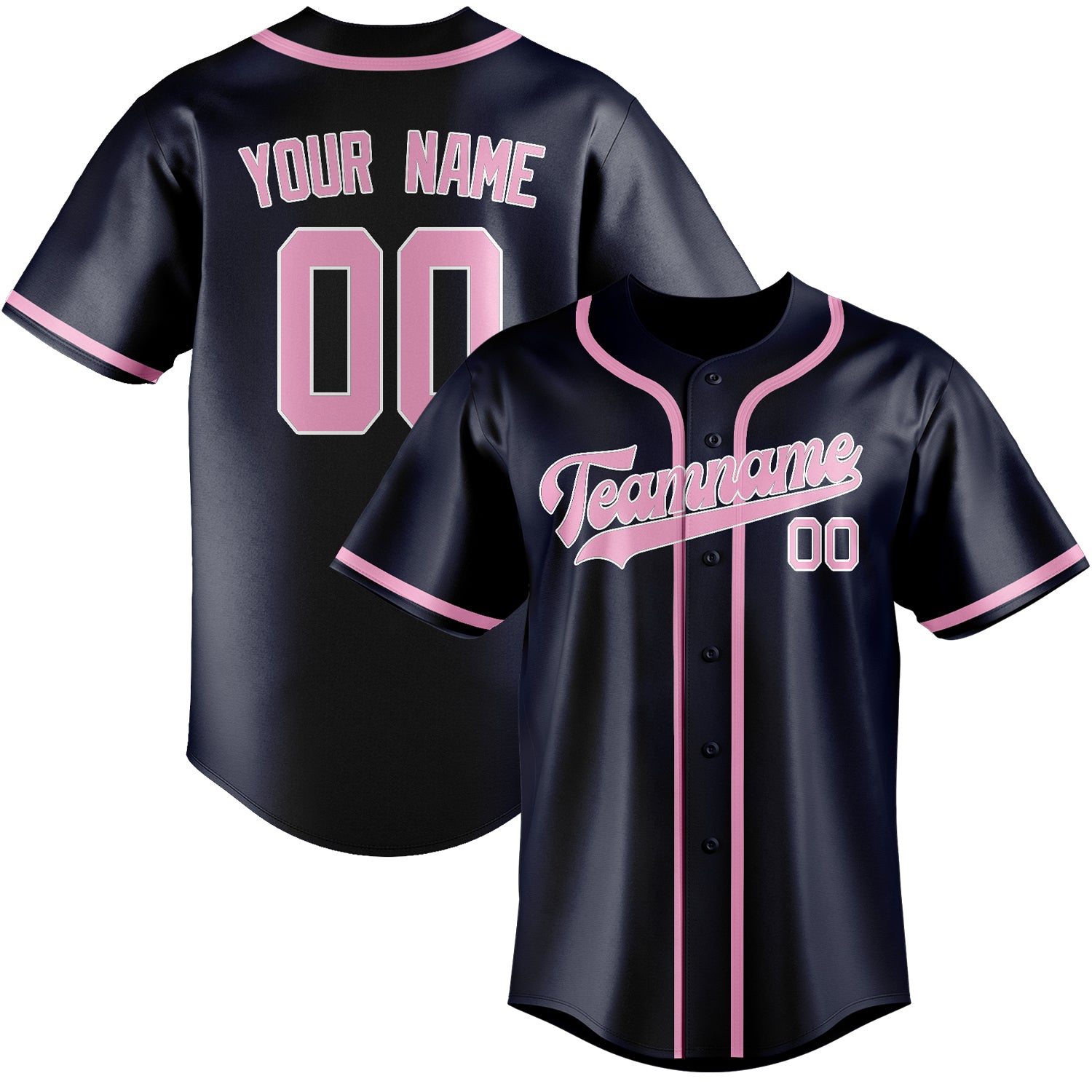 Custom Navy Light Pink Baseball Jersey