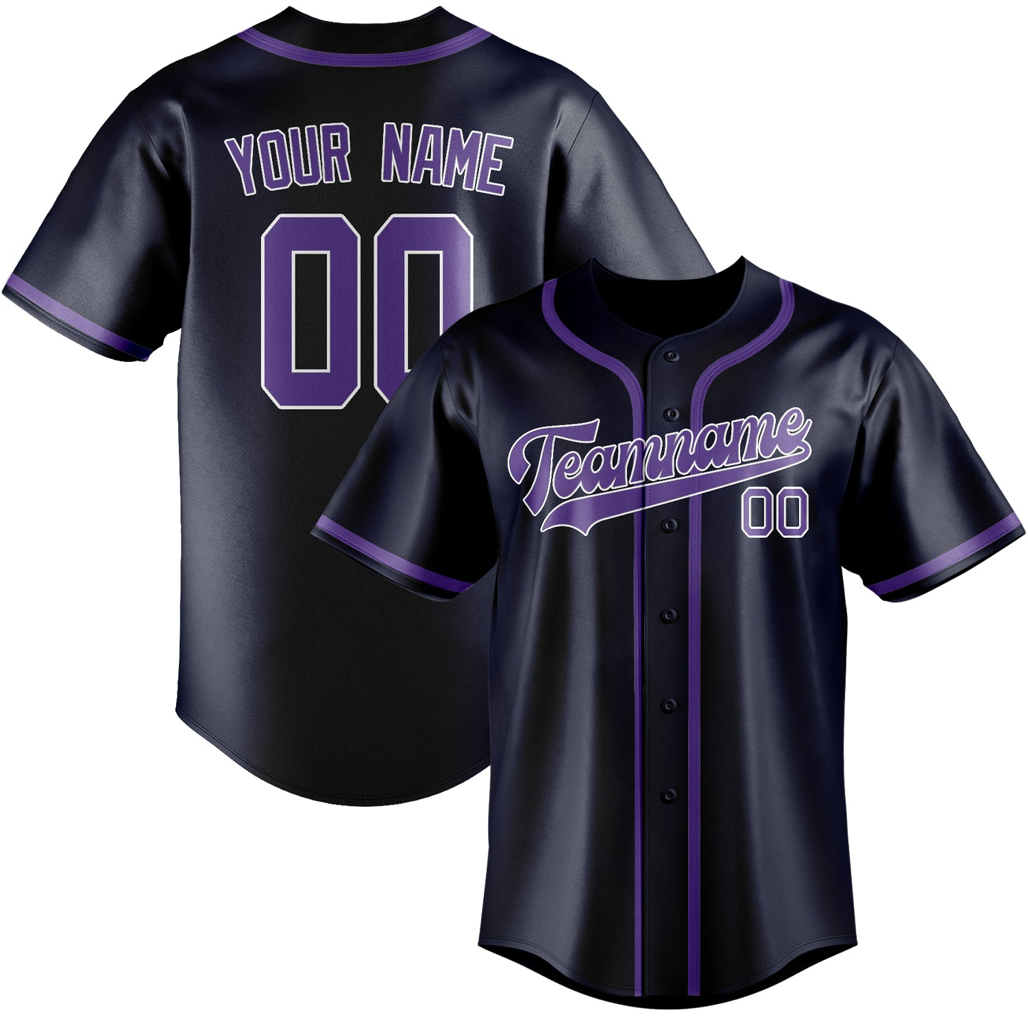 Custom Navy Light Purple Baseball Jersey