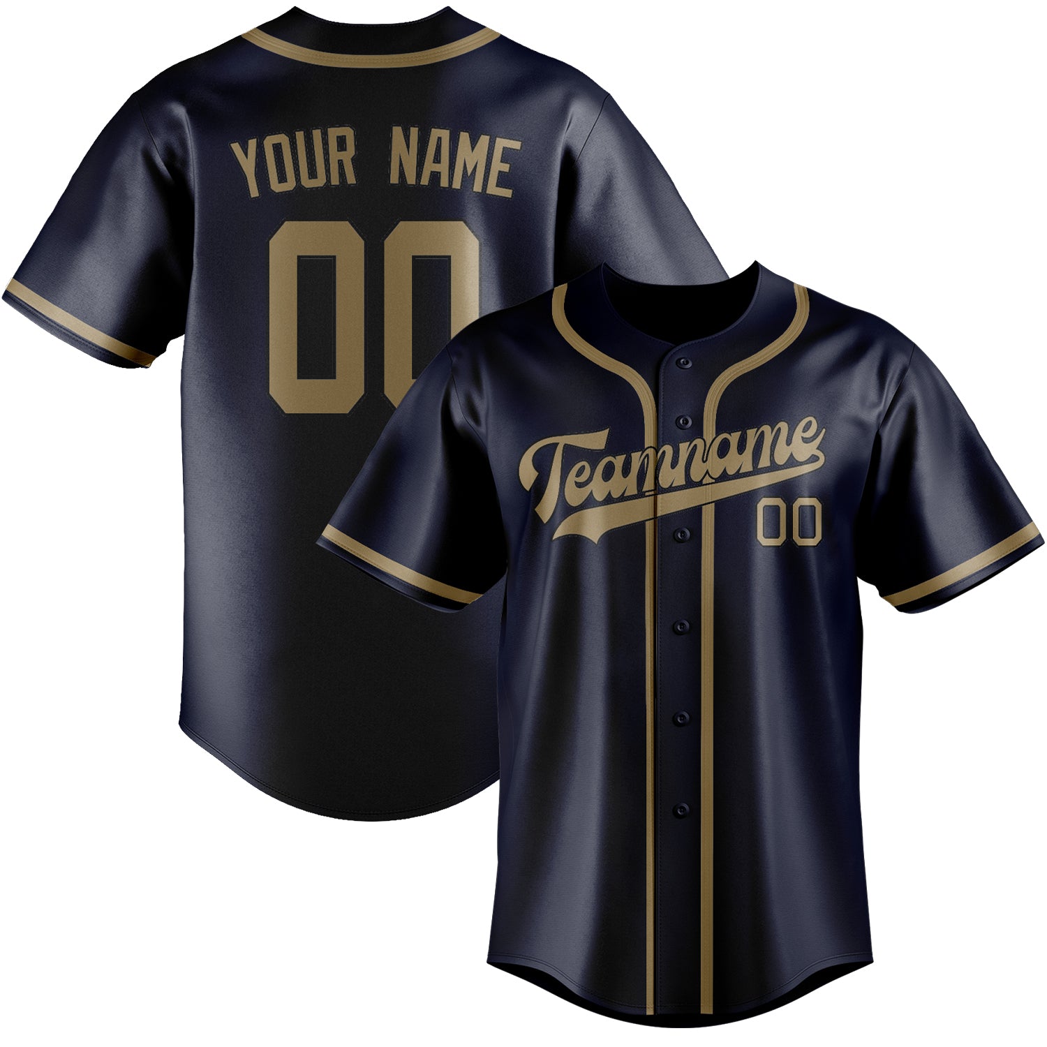 Custom Navy Light Khaki Baseball Jersey