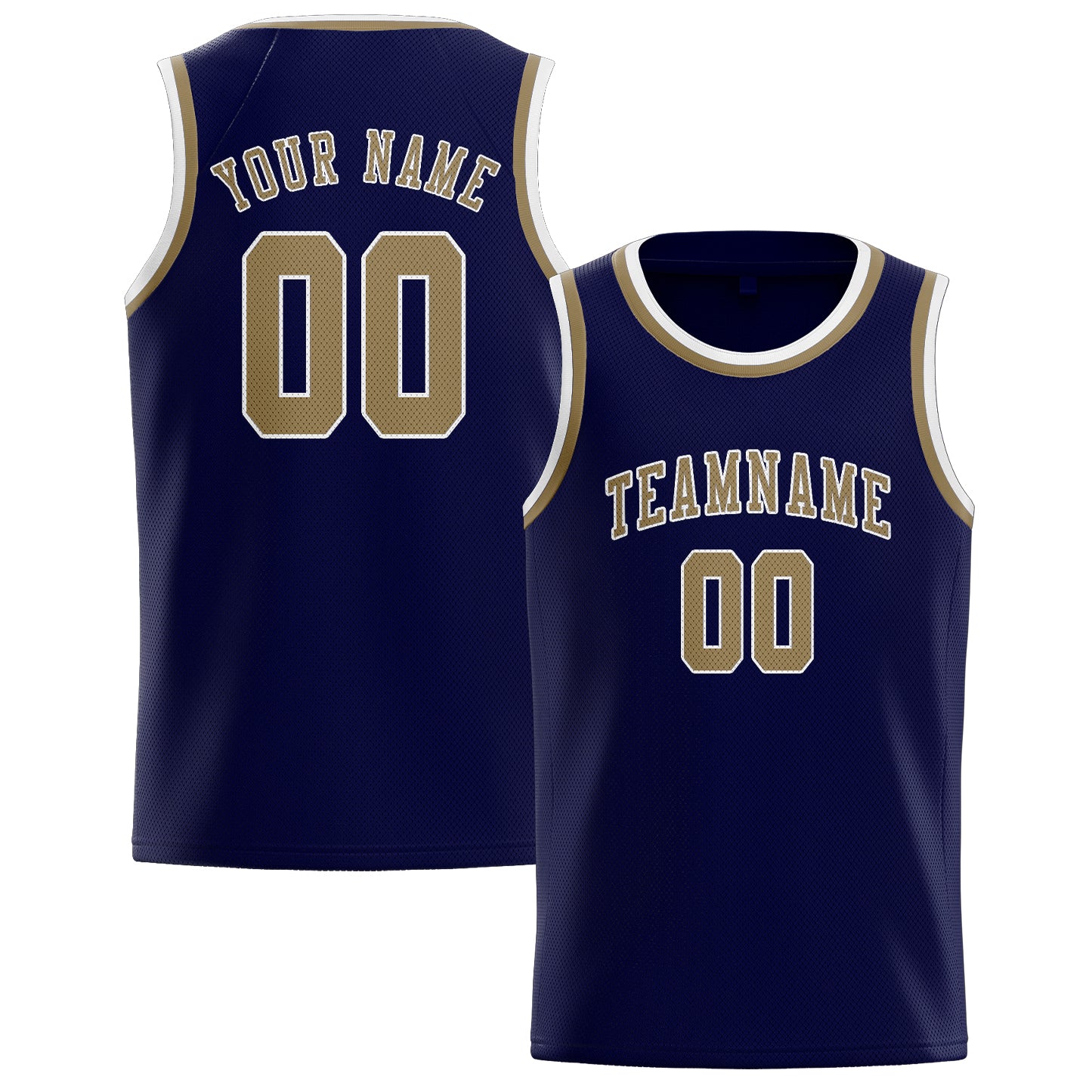 Custom Navy Light Khaki Basketball Jersey