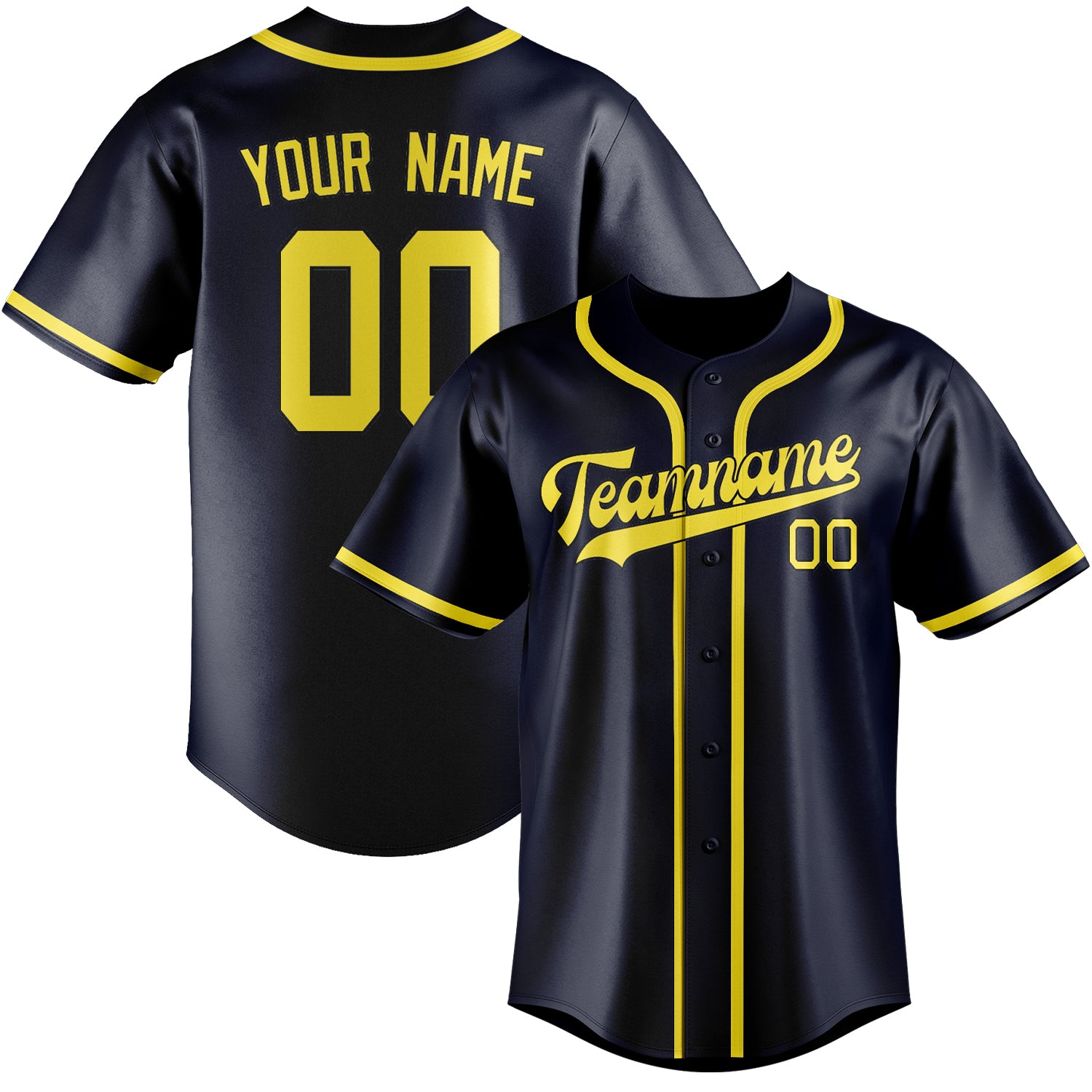 Custom Navy Light Yellow Baseball Jersey