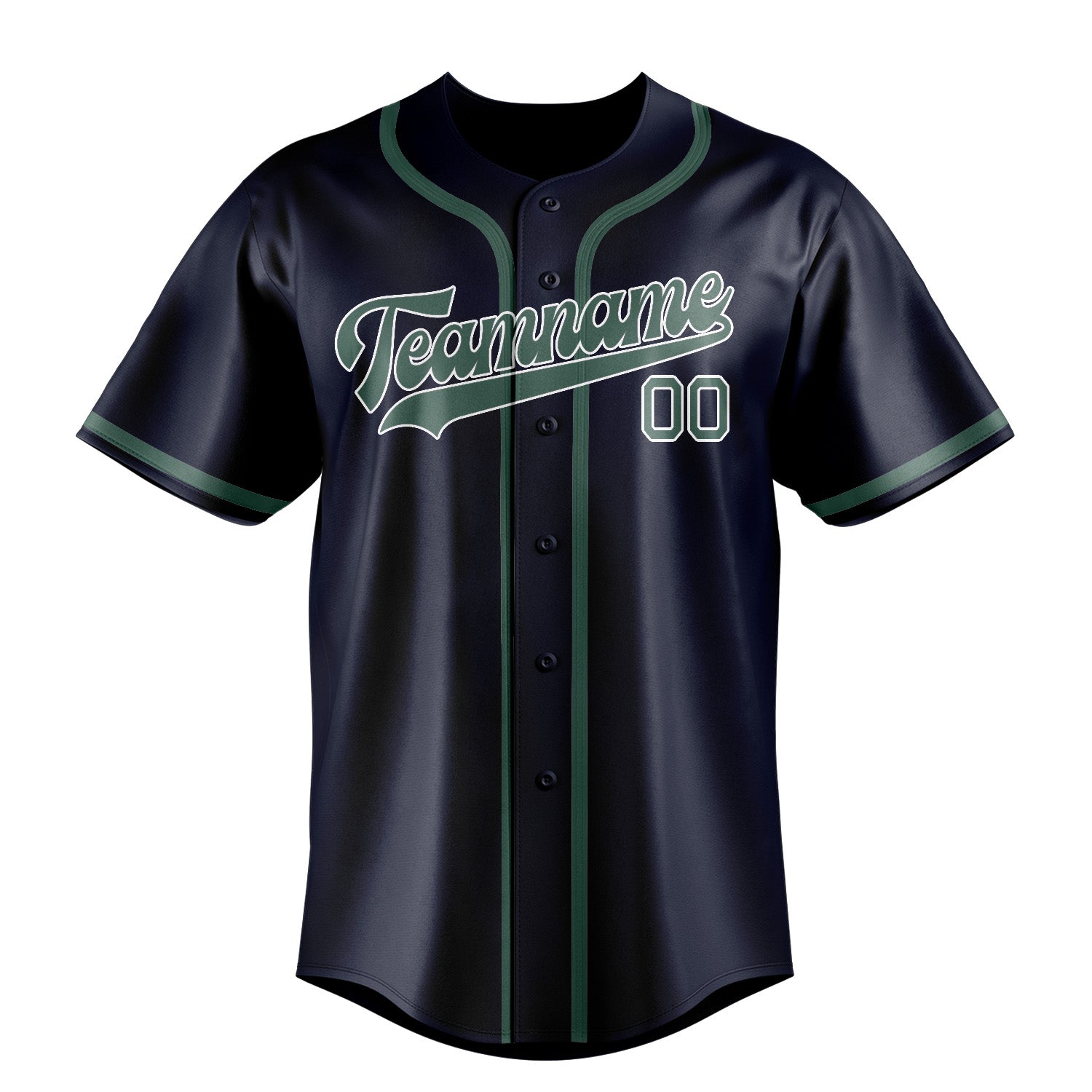 Custom Navy Blue Green Baseball Jersey