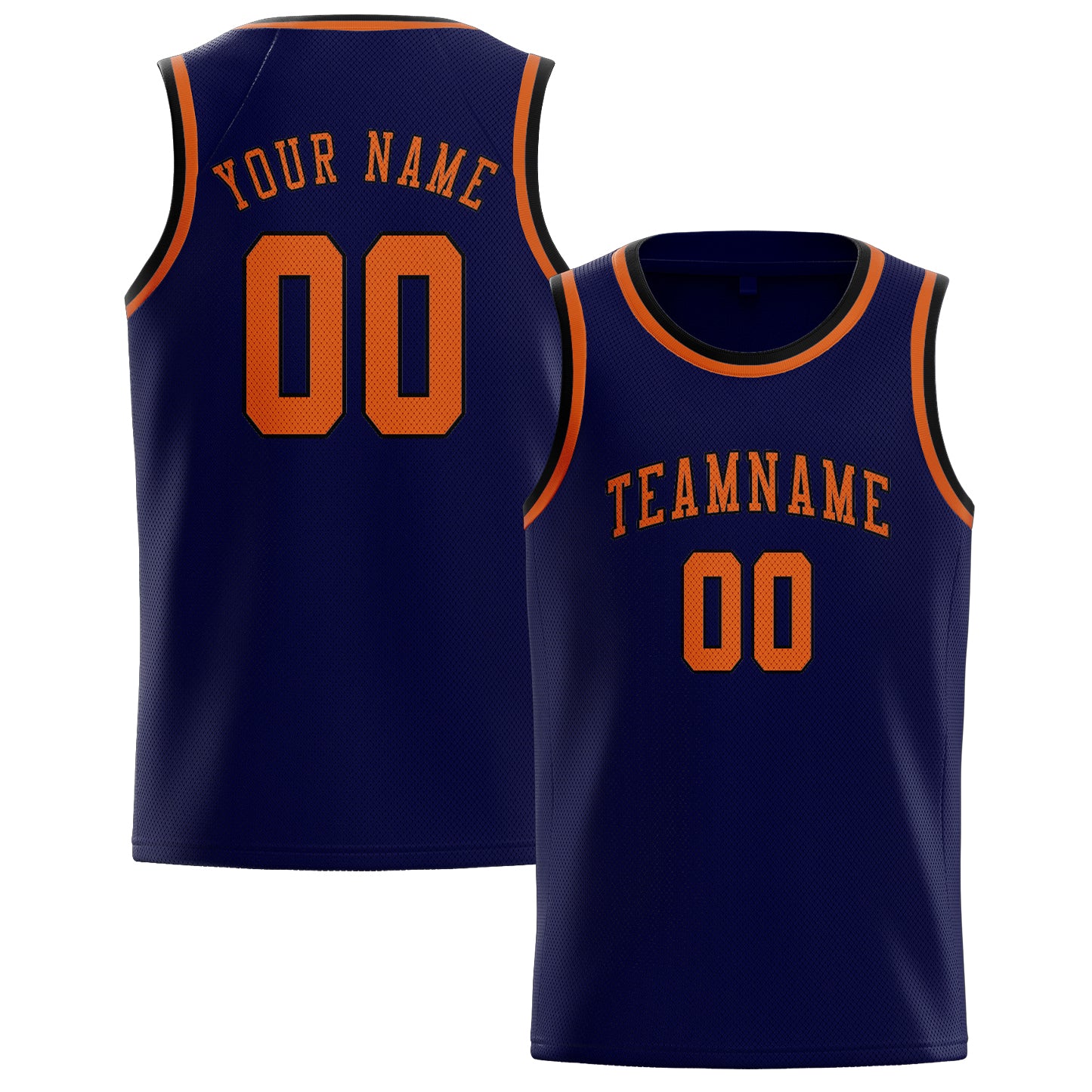Custom Navy Orange Basketball Jersey
