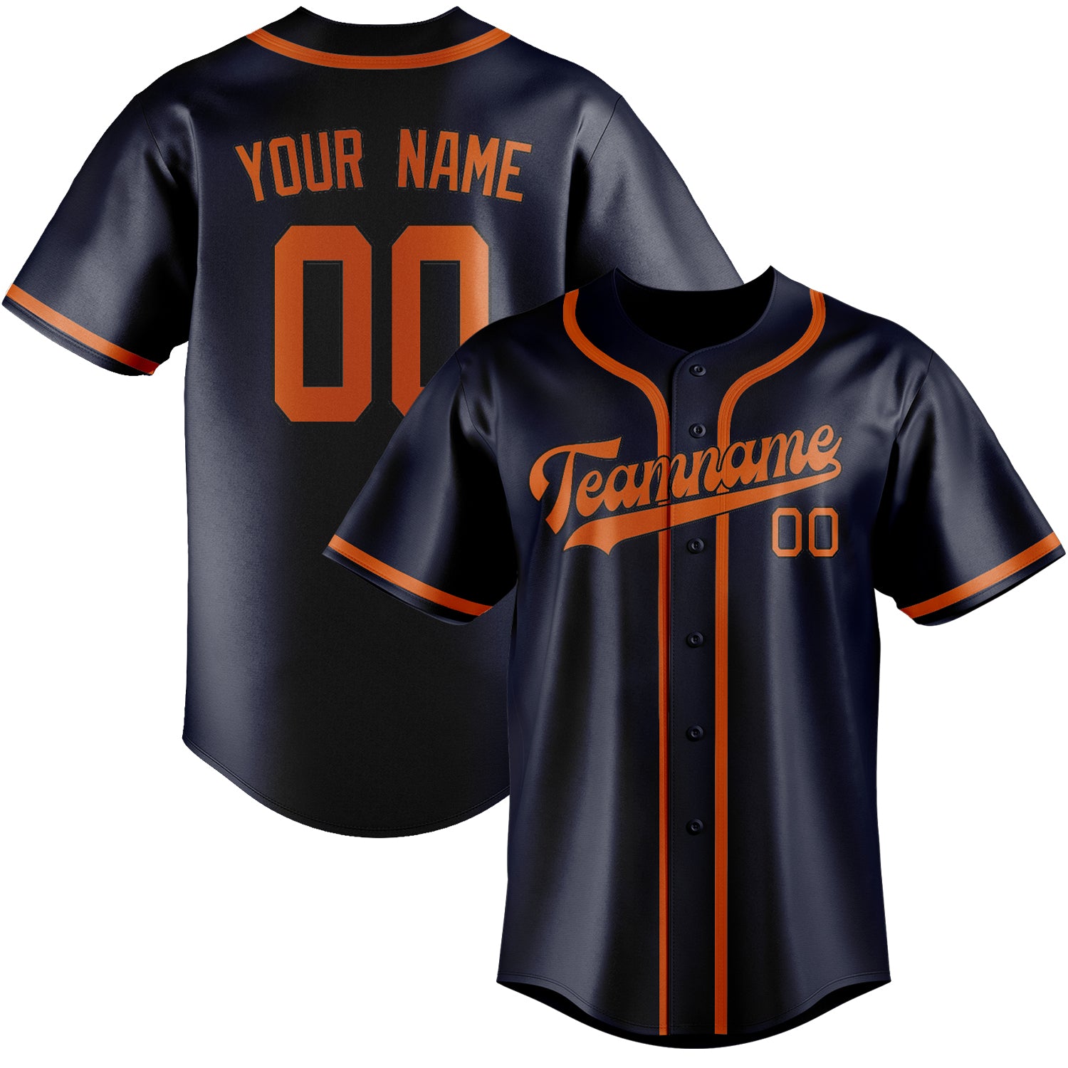 Custom Navy Orange Baseball Jersey