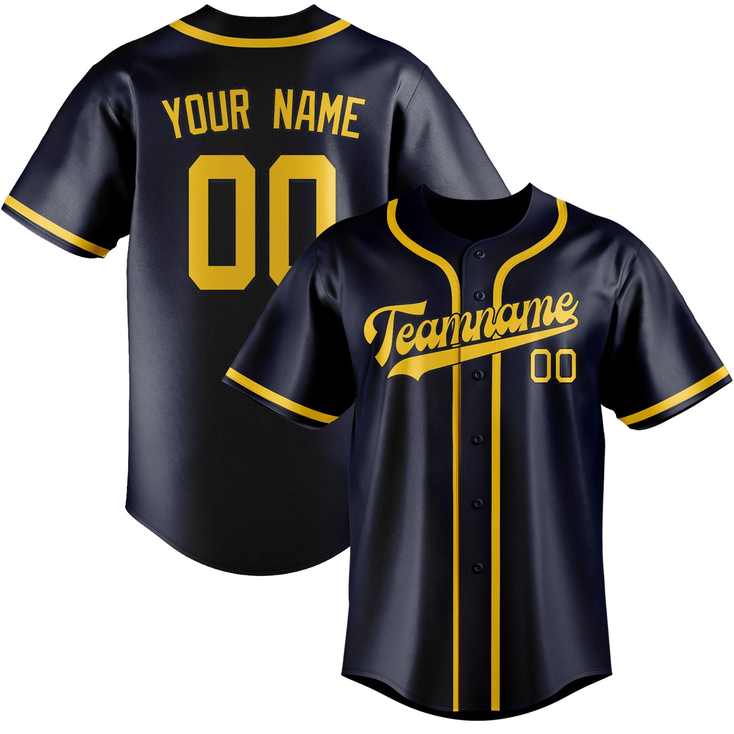 Custom Navy Gold Baseball Jersey