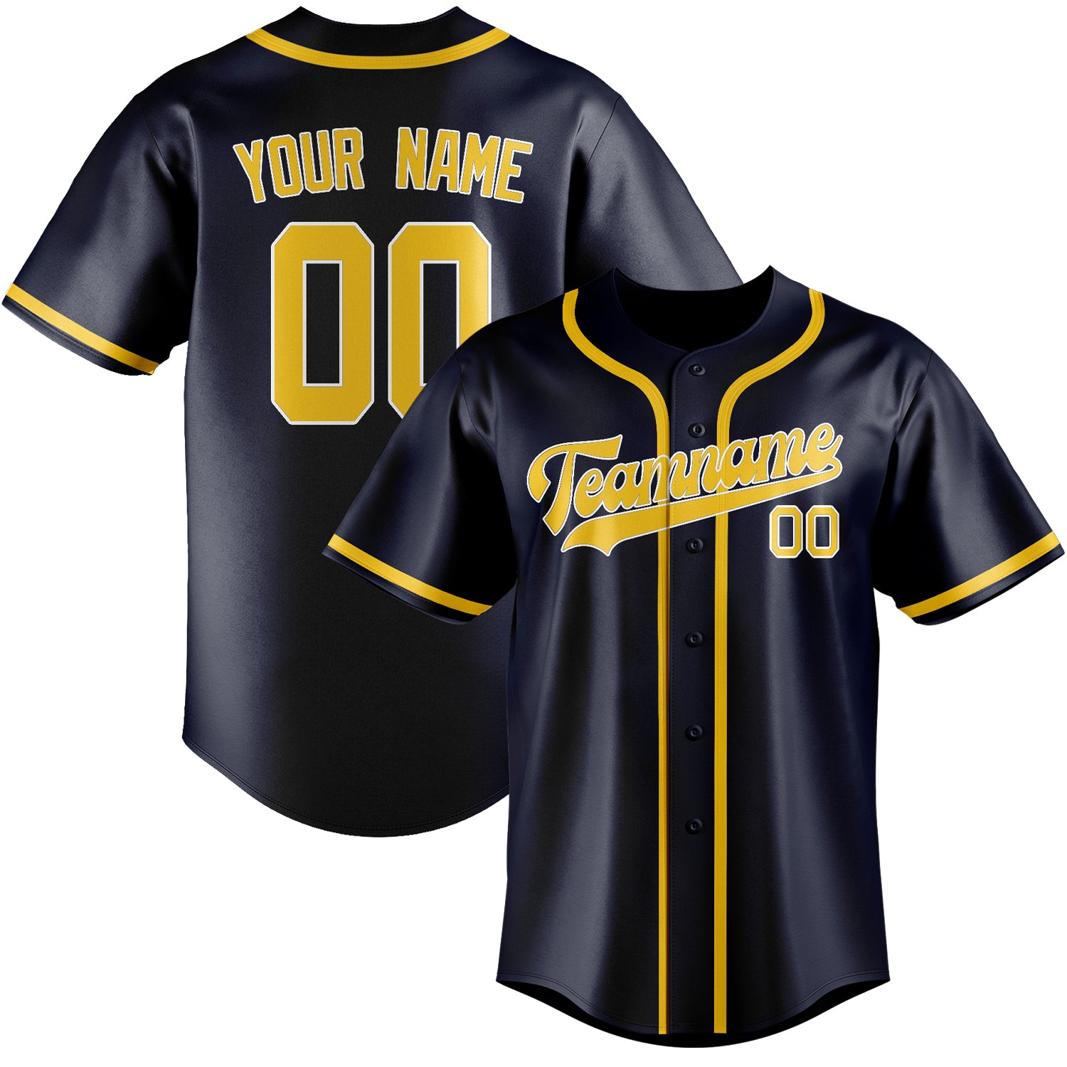 Custom Navy Gold Baseball Jersey
