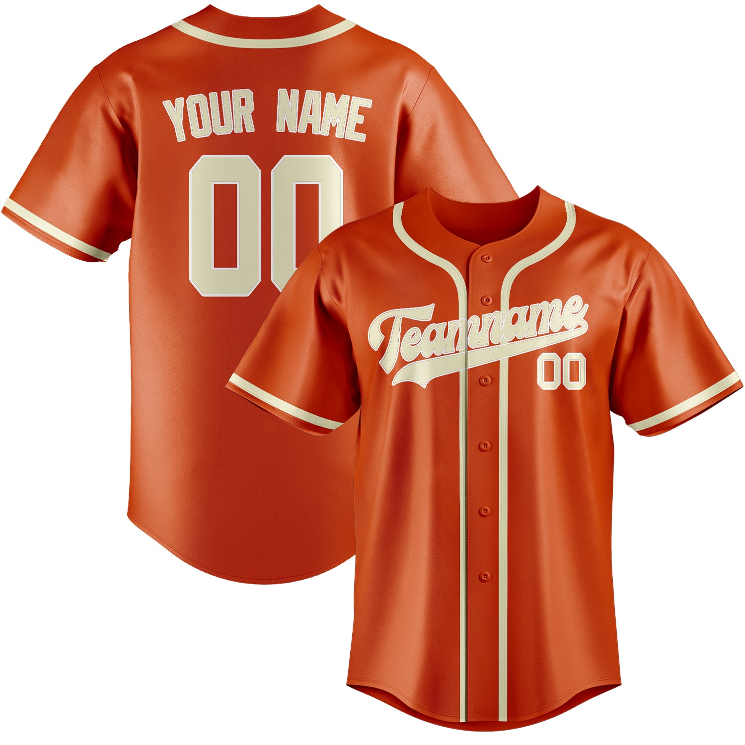 Custom Orange Red Cream Baseball Jersey
