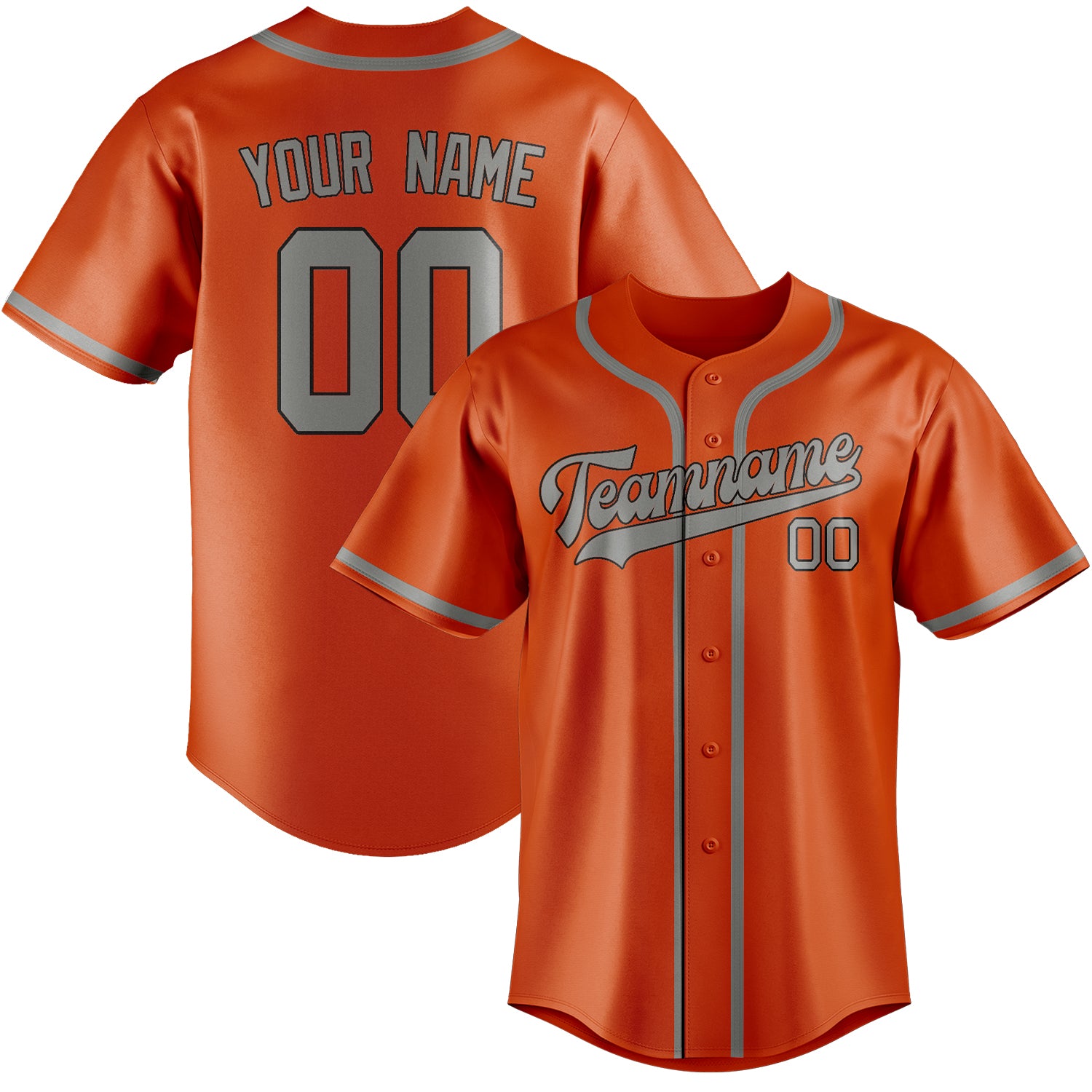 Custom Orange Red Gray Baseball Jersey