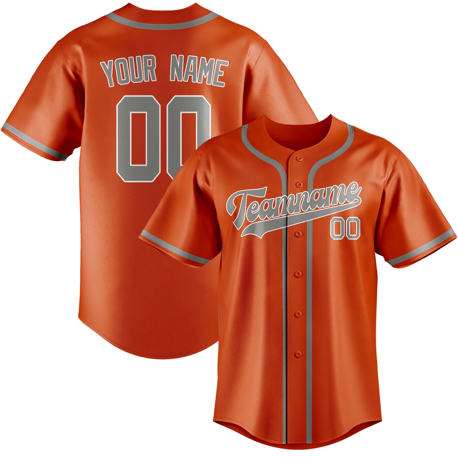 Custom Orange Red Gray Baseball Jersey