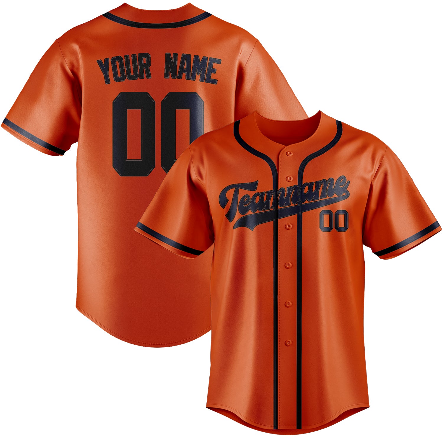 Custom Orange Red Navy Baseball Jersey