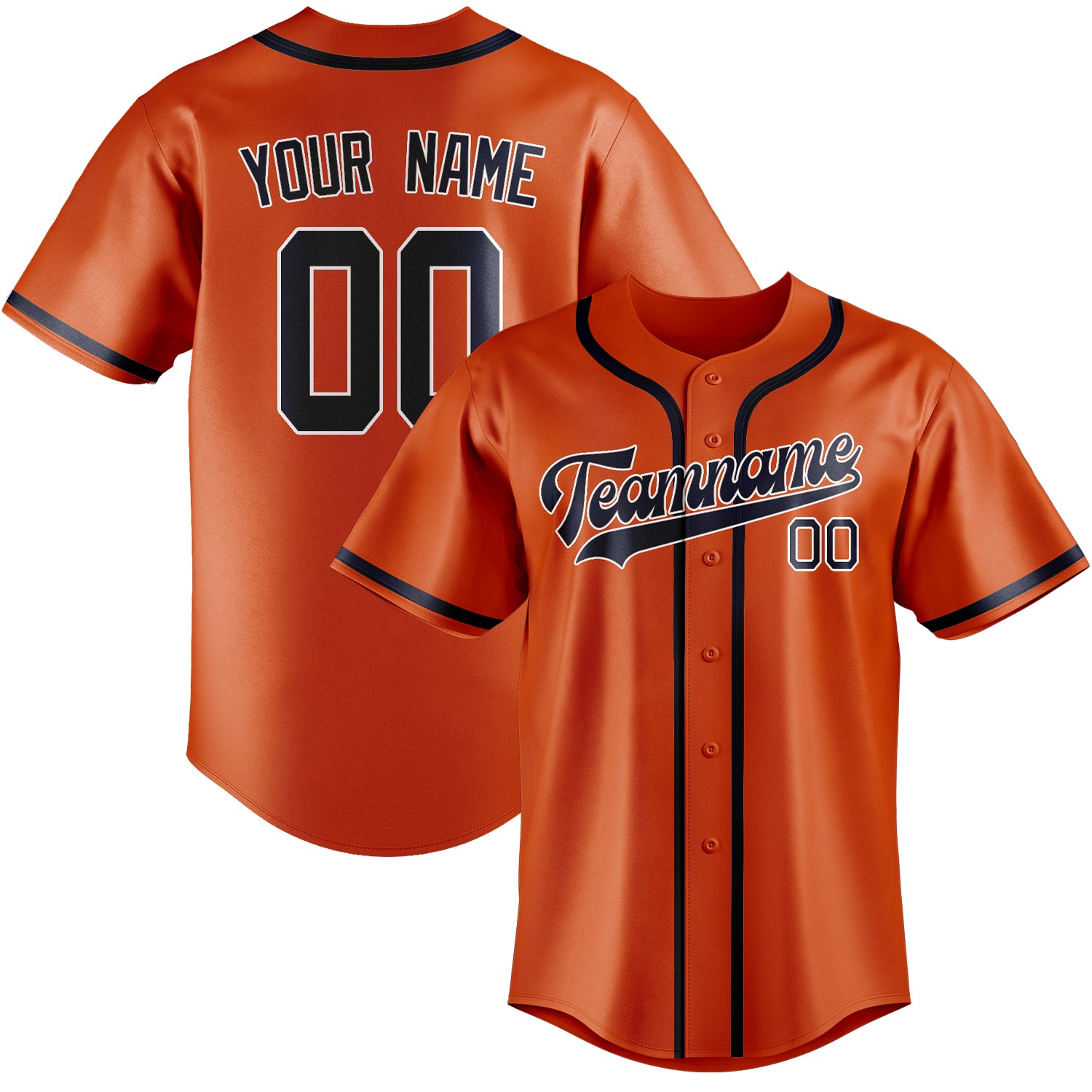 Custom Orange Red Navy Baseball Jersey