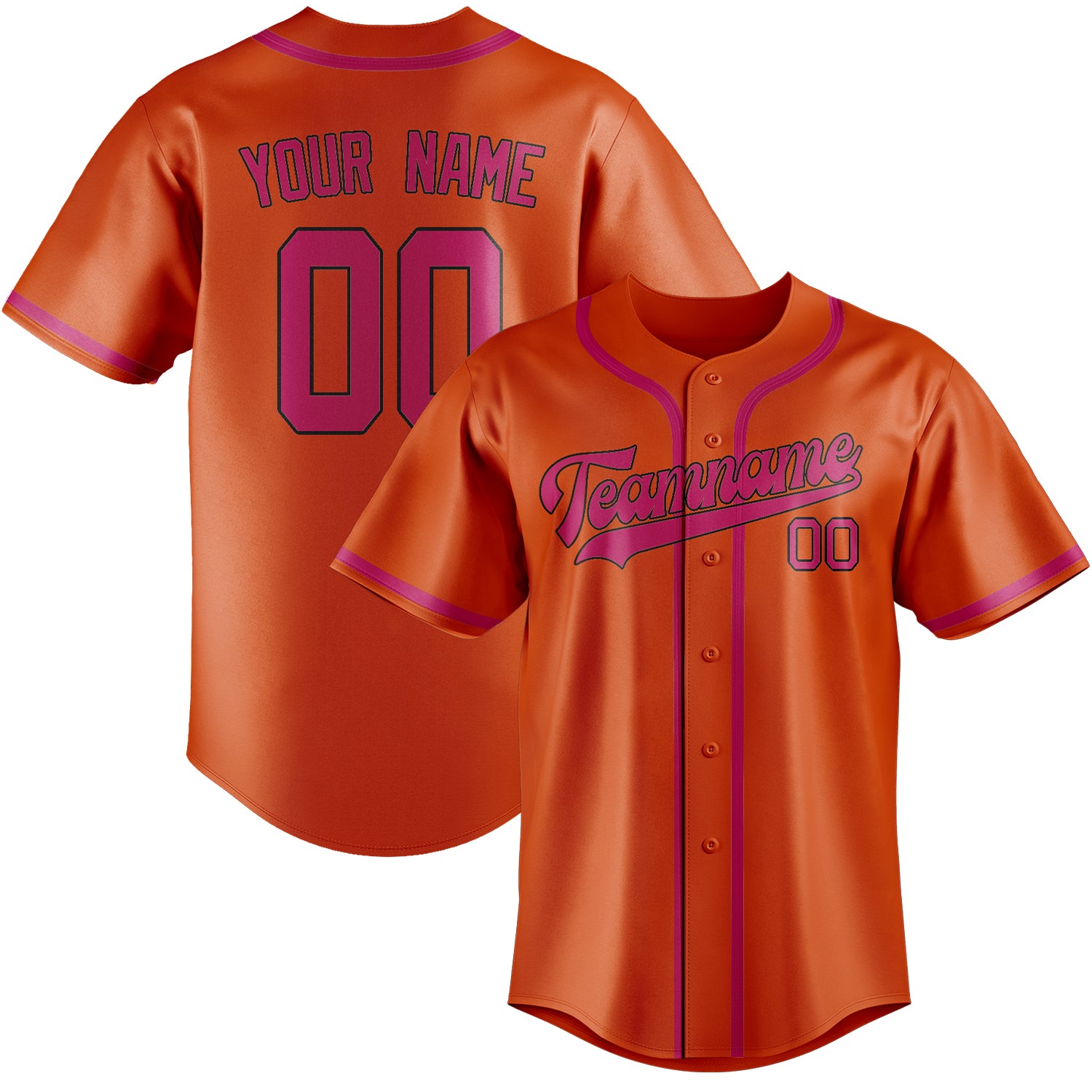 Custom Orange Red Pink Baseball Jersey