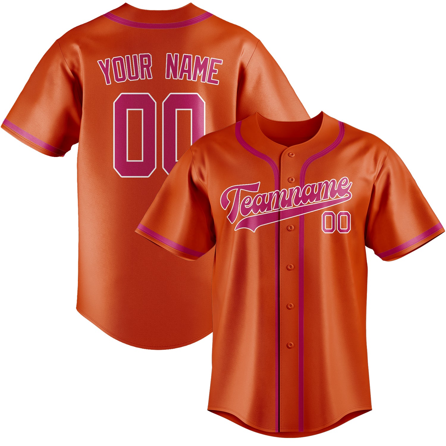 Custom Orange Red Pink Baseball Jersey
