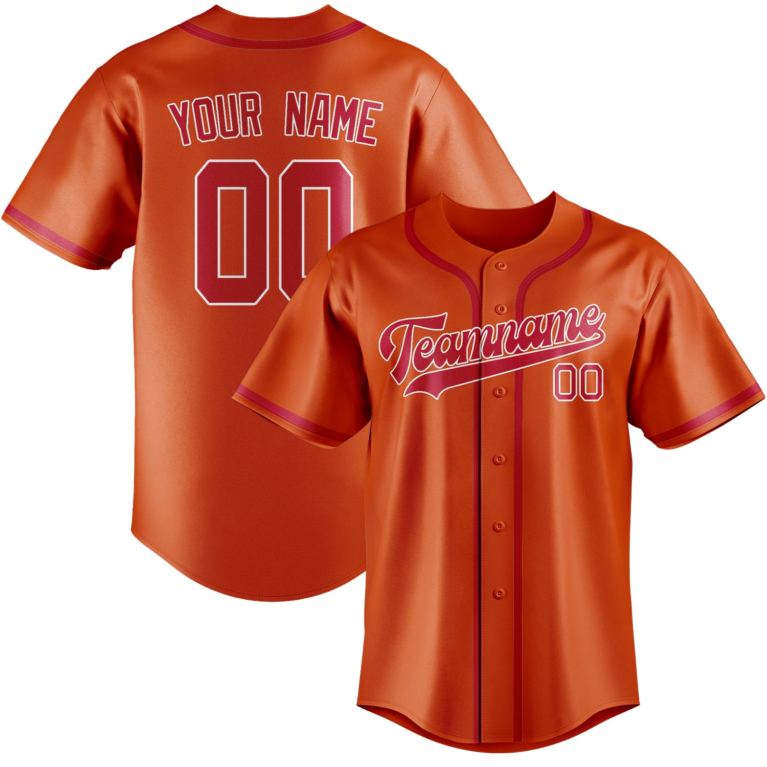 Custom Orange Red Red Baseball Jersey