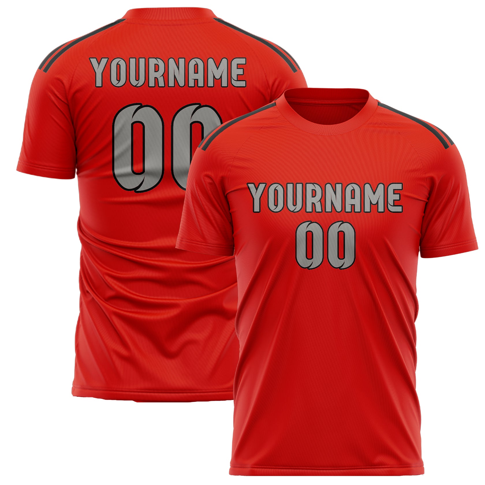 Custom Orange Red Gray Soccer Jersey