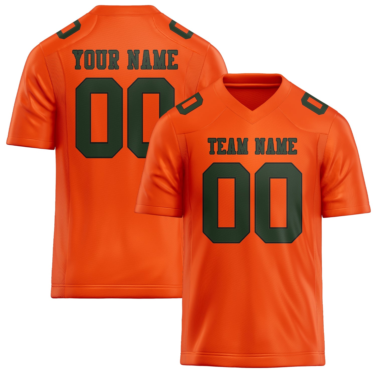 Custom Orange Red Dark Green Football Jersey